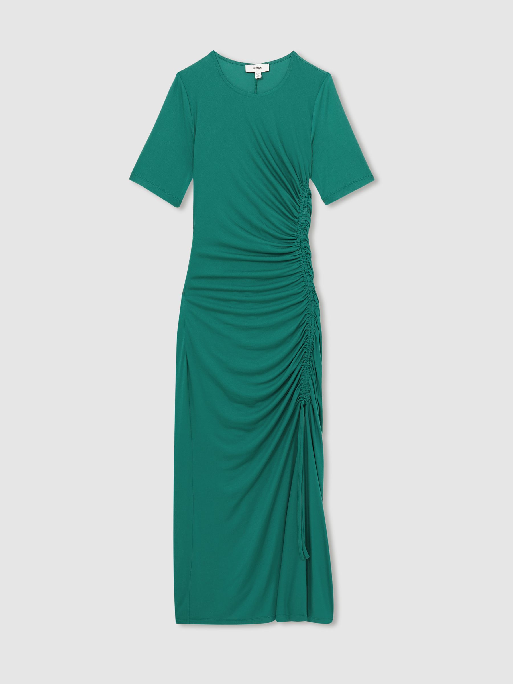 Ruched Jersey Midi Dress in Green - Image 2 of 6