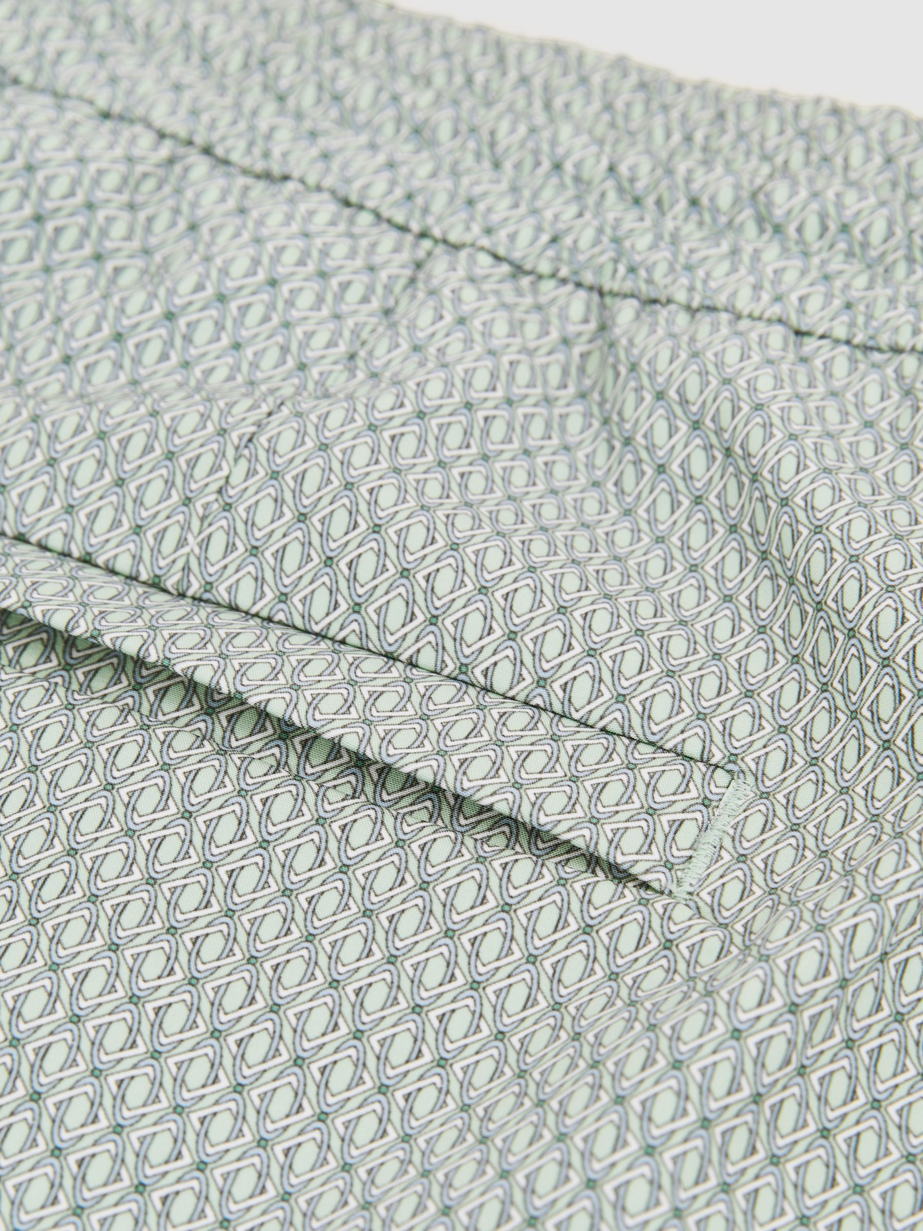 Drawstring Geometric Print Swim Shorts in Pistachio Green - image 3