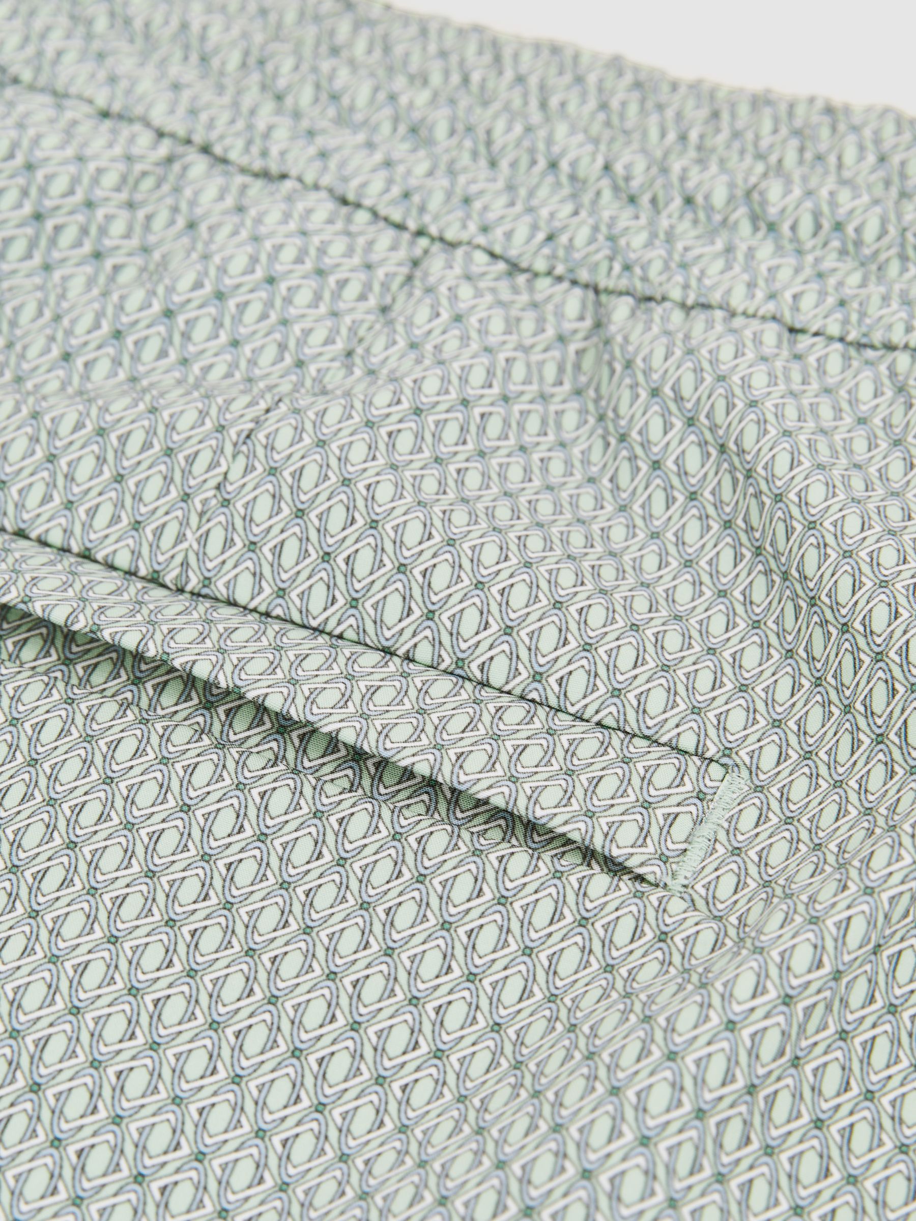 Drawstring Geometric Print Swim Shorts in Pistachio Green - Image 6 of 6