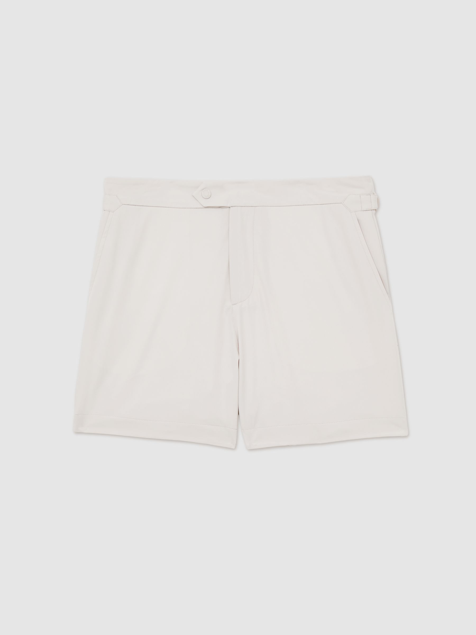 Side-Adjuster Swim Shorts in Off White - Image 2 of 5