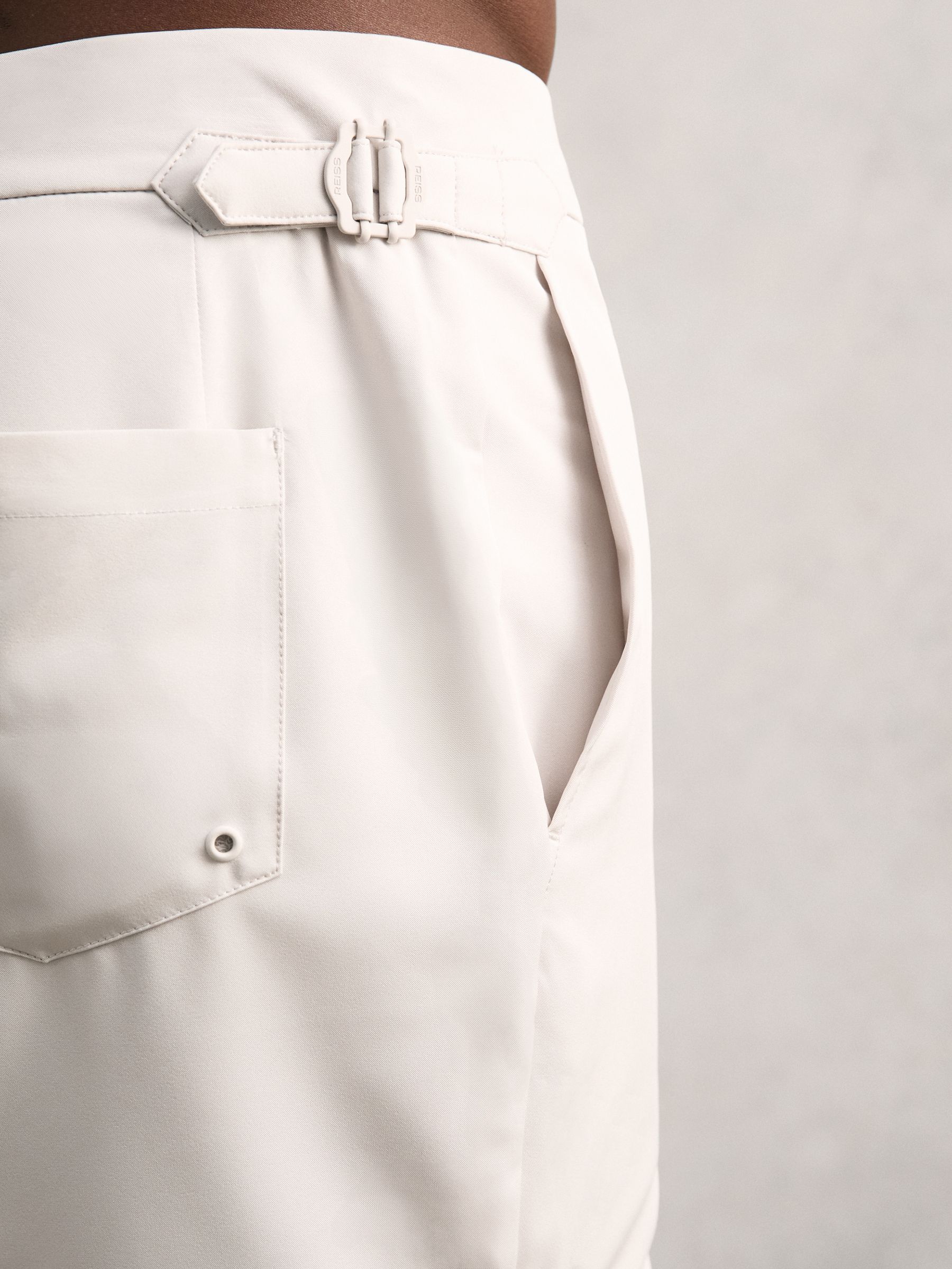 Side-Adjuster Swim Shorts in Off White - Image 4 of 5