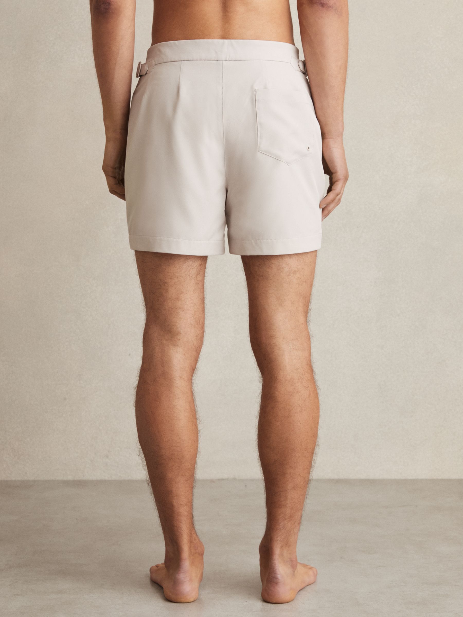 Side-Adjuster Swim Shorts in Off White - Image 4 of 5
