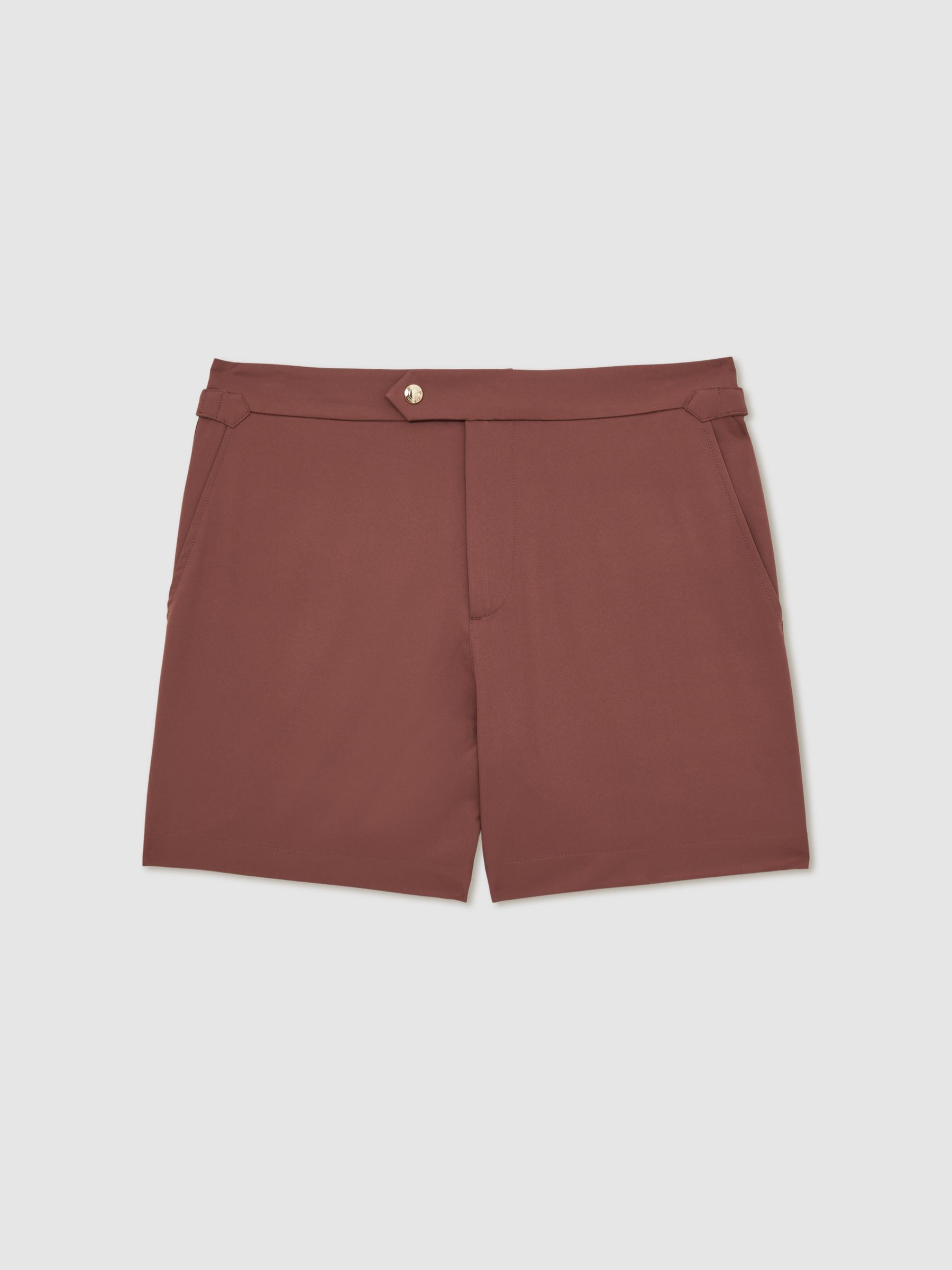 Side-Adjuster Swim Shorts in Terracotta Brown - Image 2 of 5