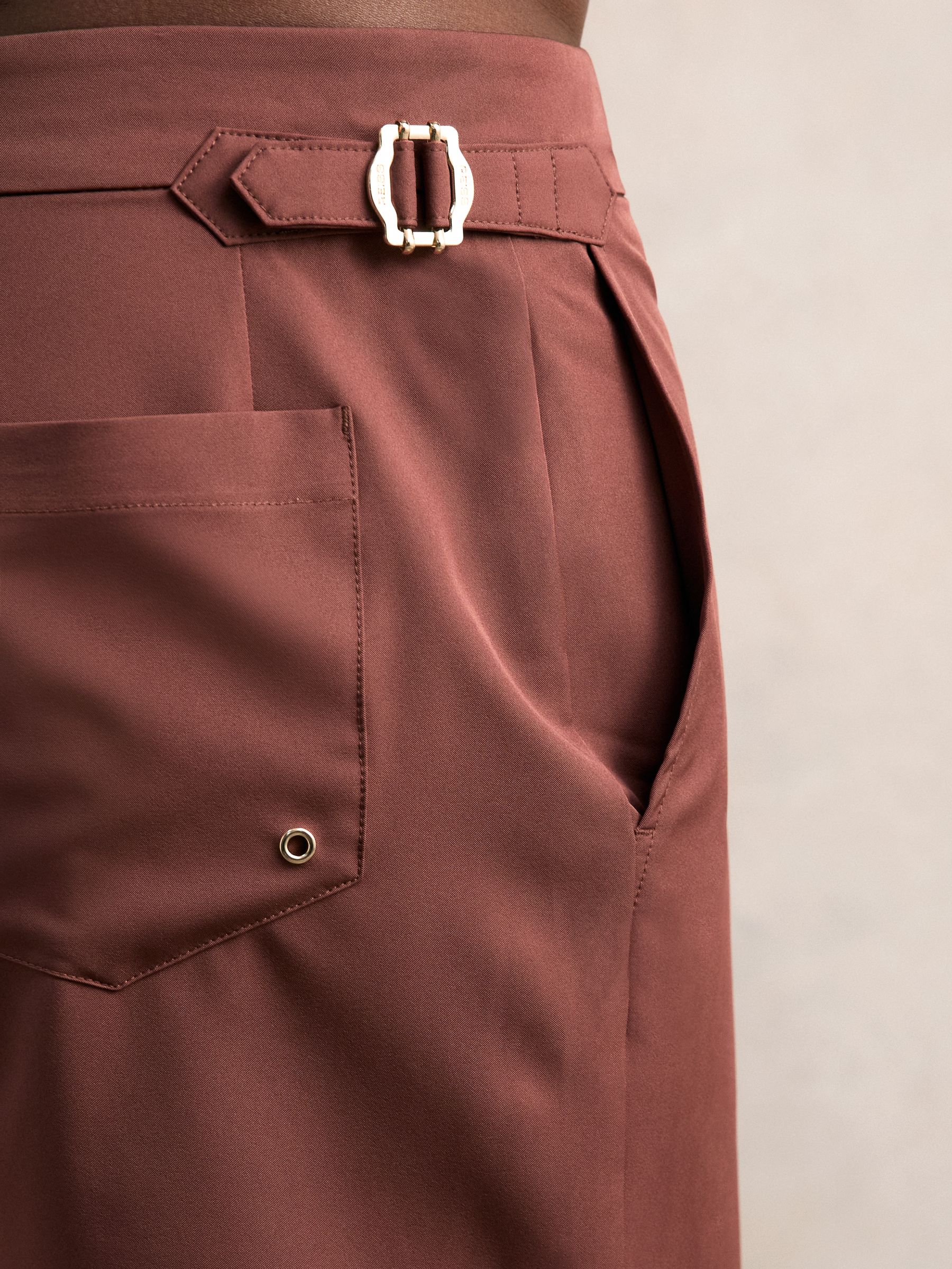 Side-Adjuster Swim Shorts in Terracotta Brown - image 5