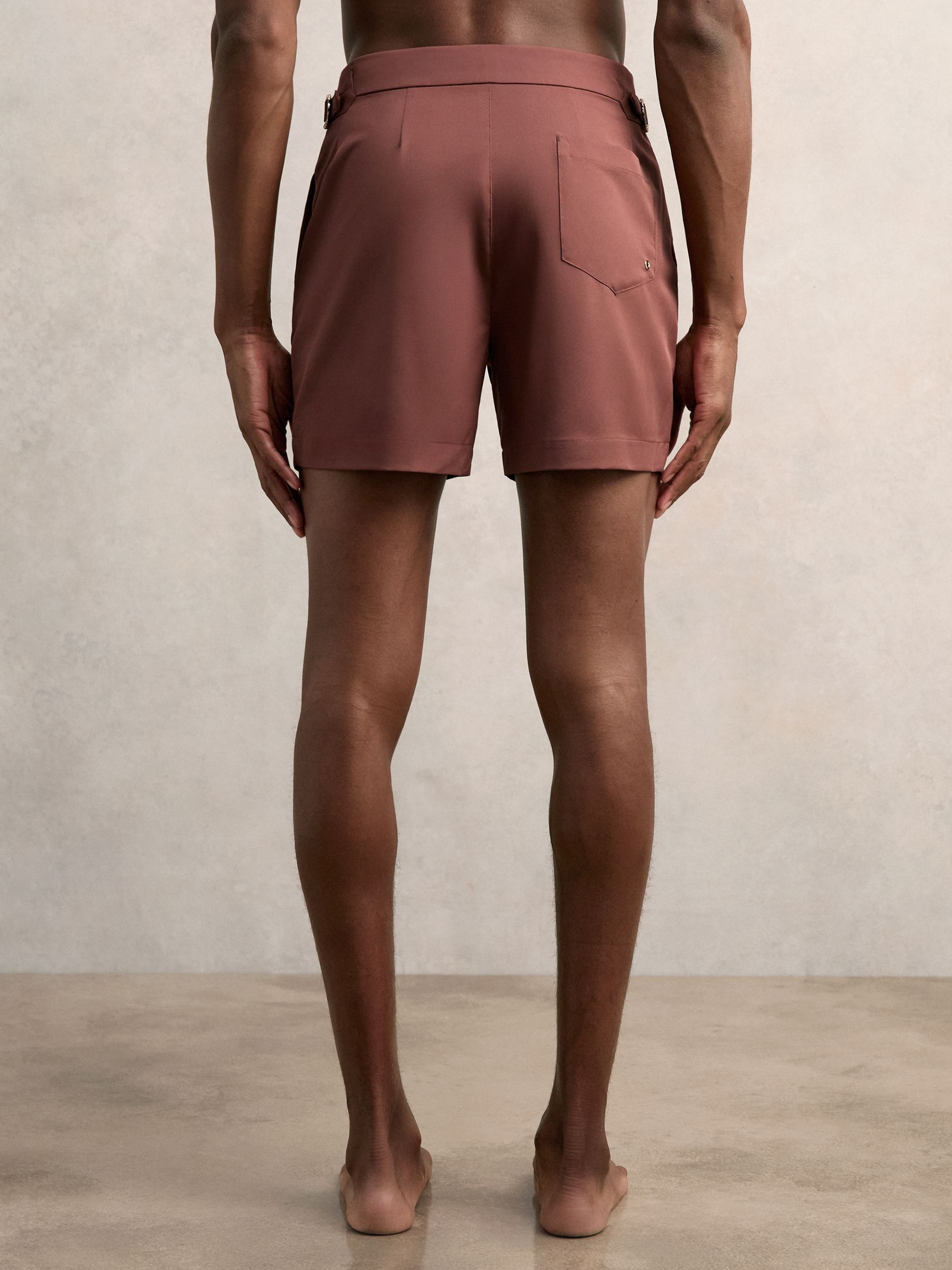 Side-Adjuster Swim Shorts in Terracotta Brown - Image 6 of 6