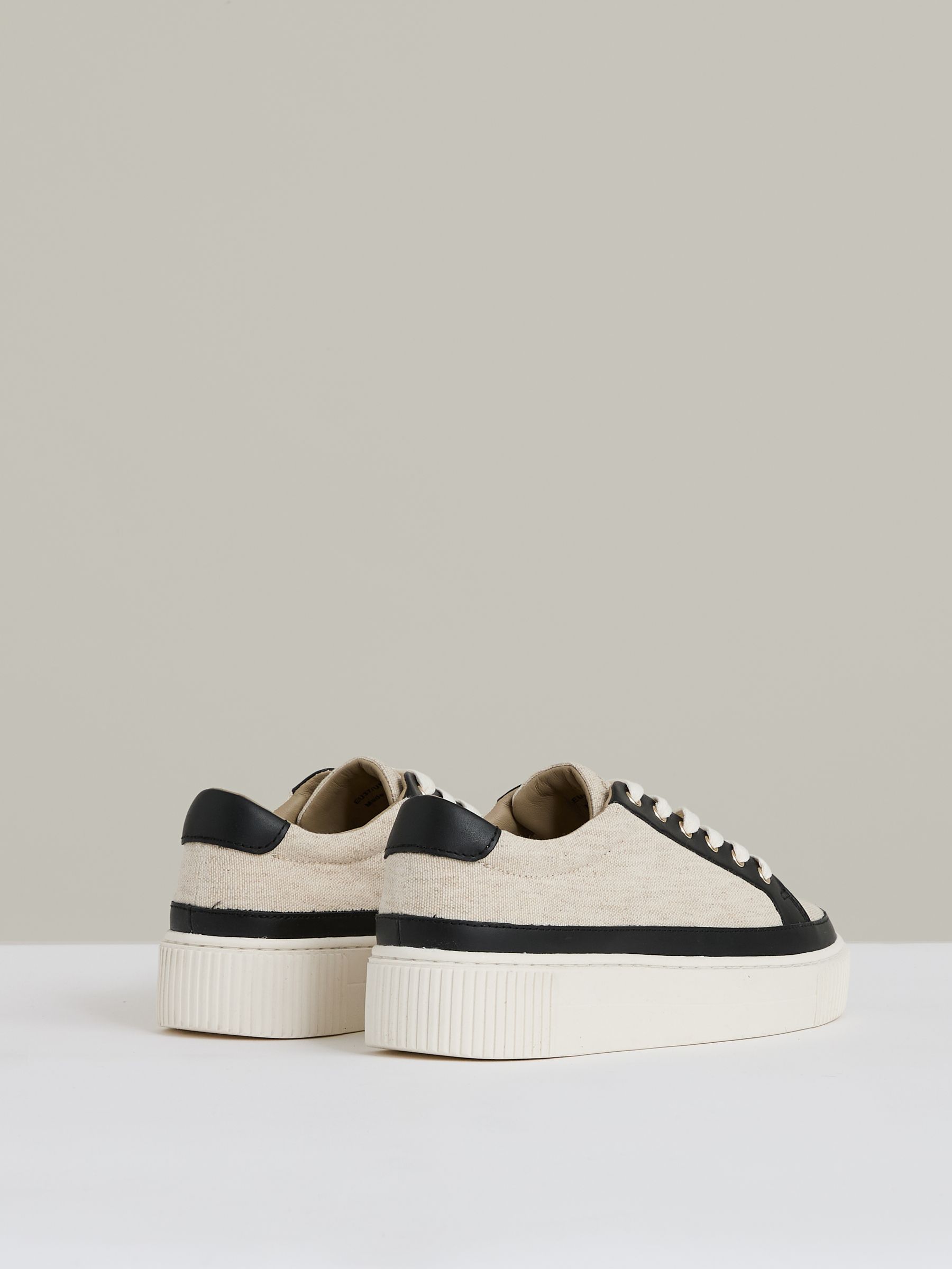 Grained Leather Platform Trainers in Natural/Black - Image 4 of 5