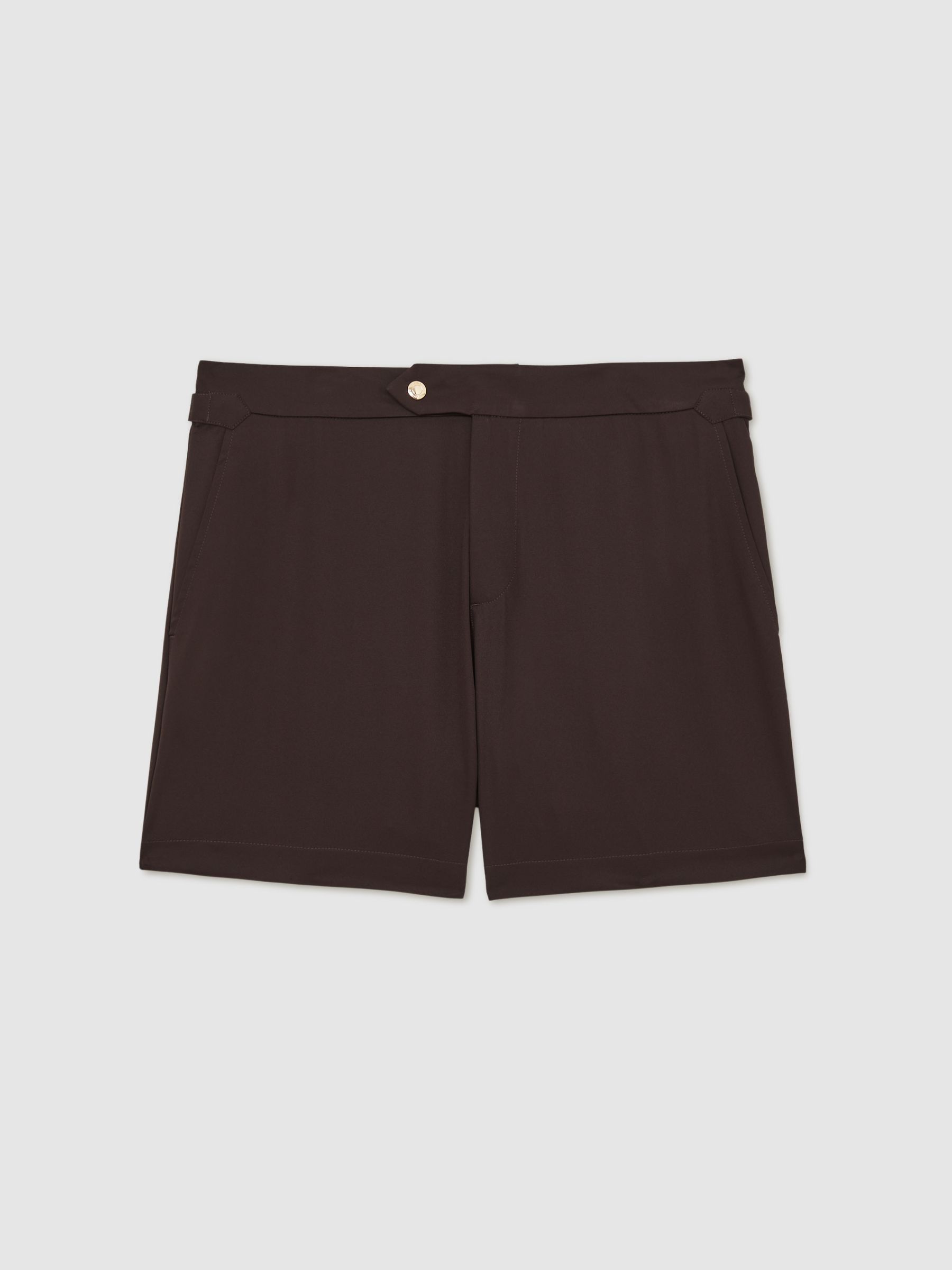 Side-Adjuster Swim Shorts in Chocolate Brown - Image 2 of 5