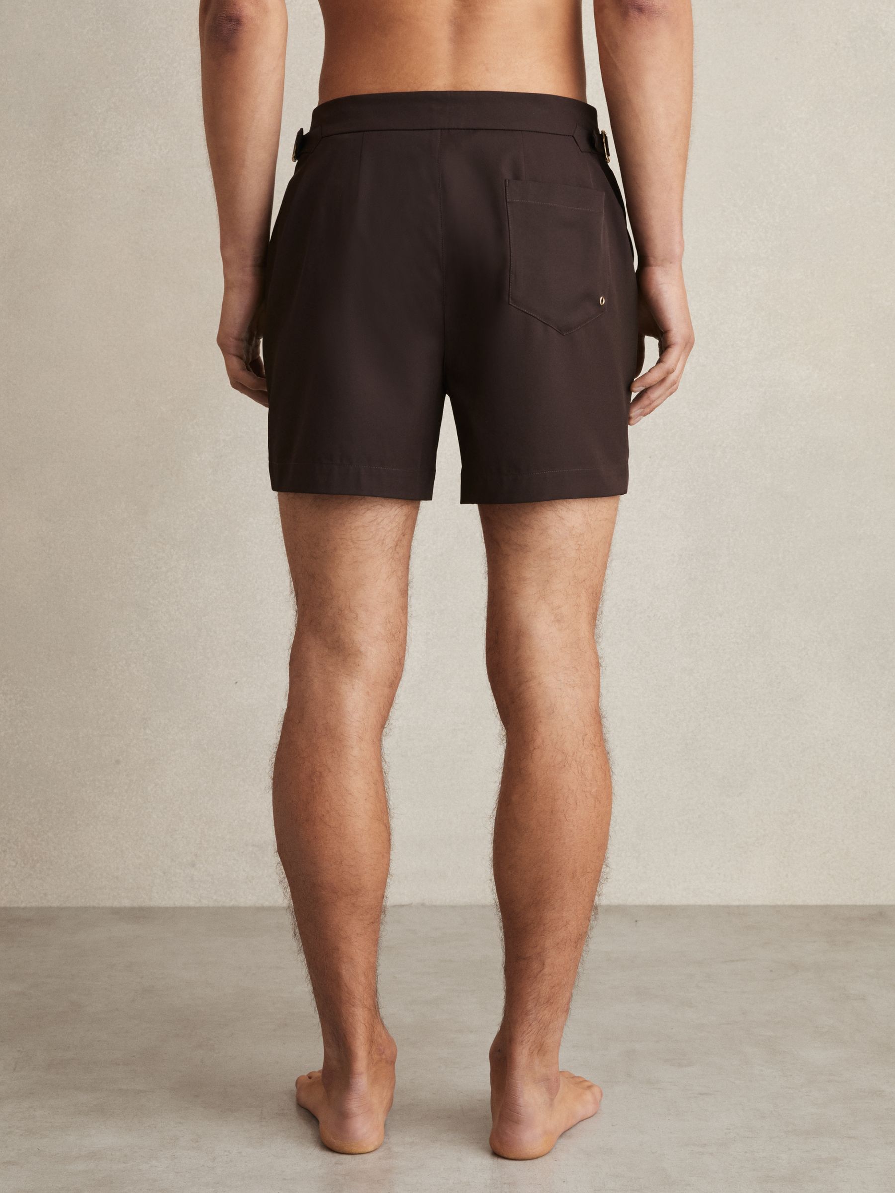 Side-Adjuster Swim Shorts in Chocolate Brown - Image 4 of 5