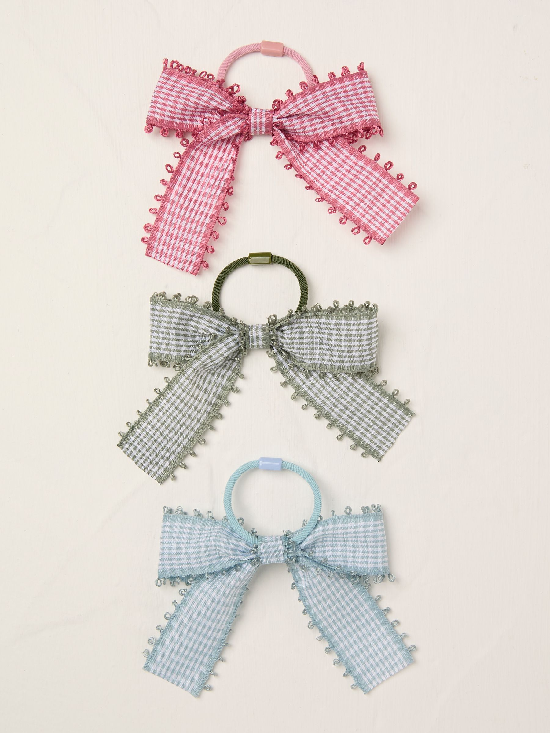 Multi Gingham Bow Hair Elastics 3 Pack - Image 1 of 2
