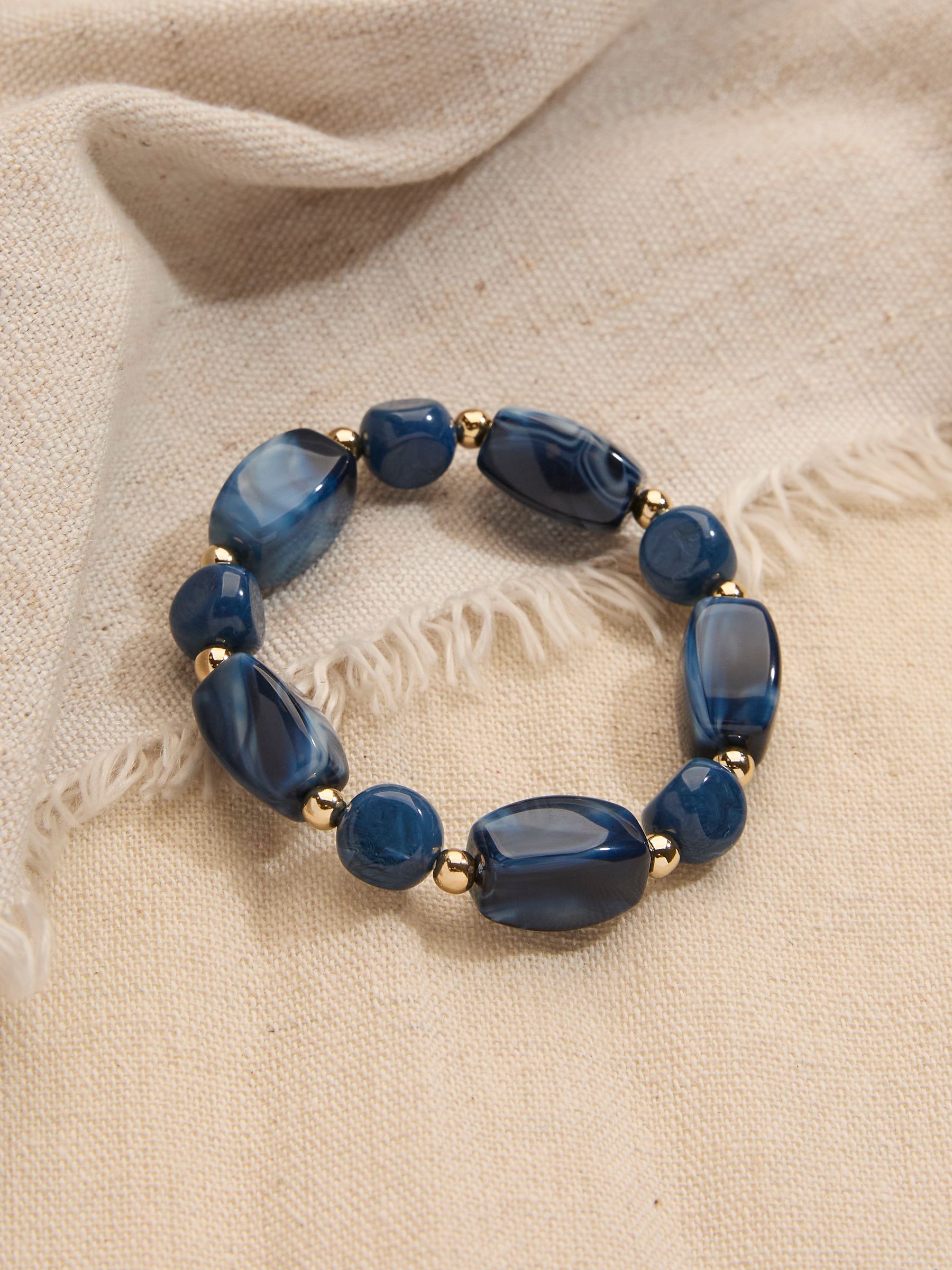 Blue Beaded Stretch Bracelet - Image 2 of 2