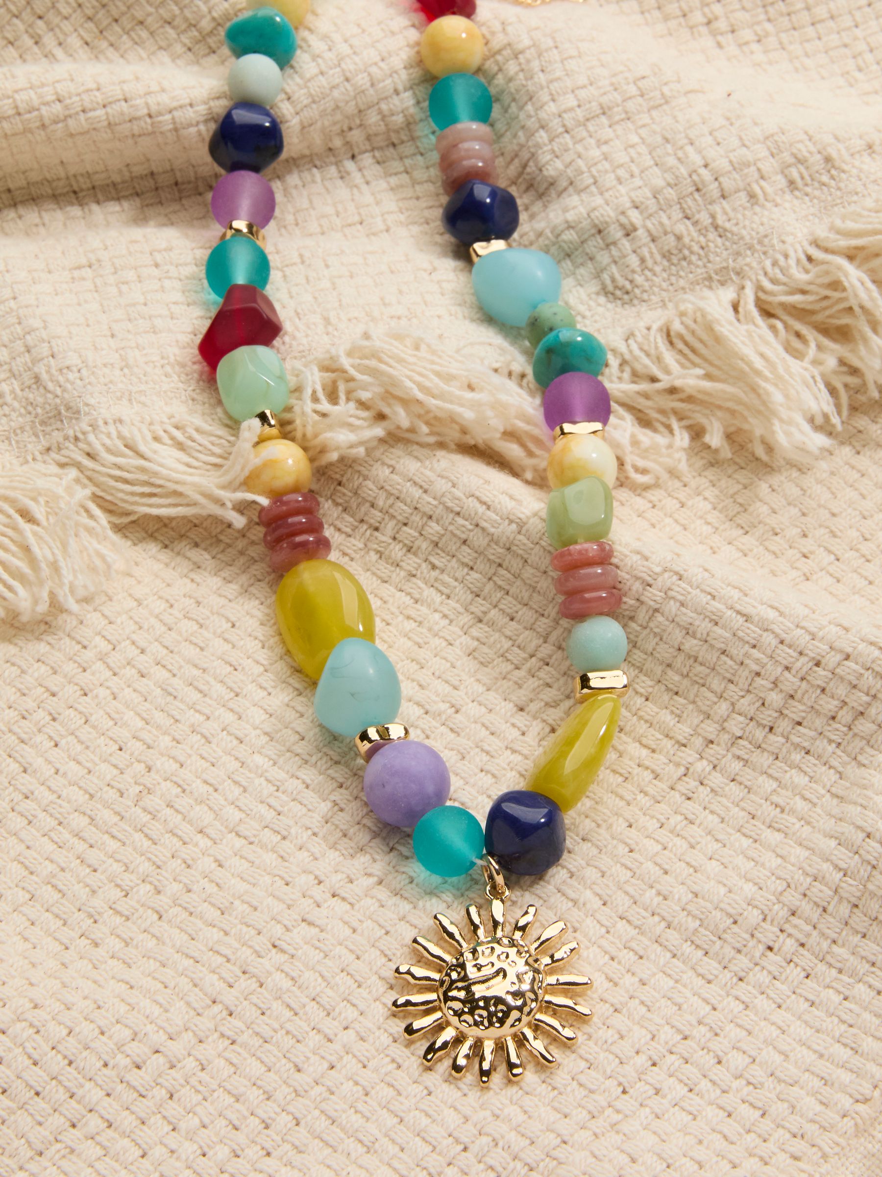 Multi Sun Pendant Beaded Necklace - Image 2 of 3