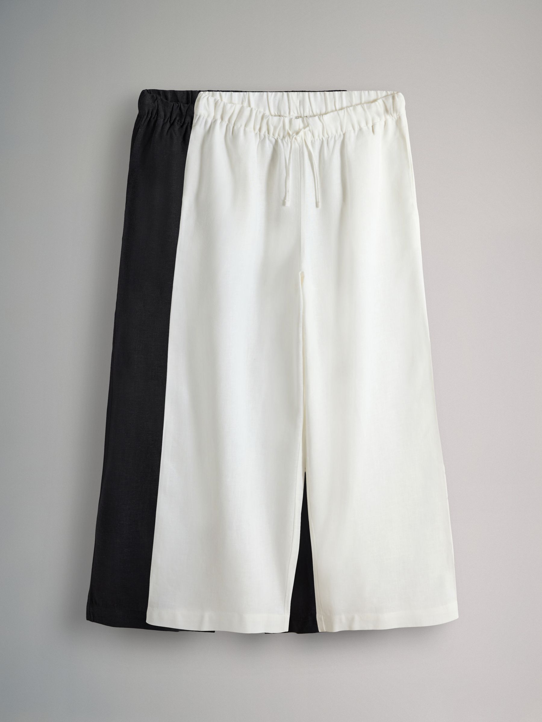 Black/White 2 Pack Linen Blend Wide Leg Trousers - Image 1 of 5