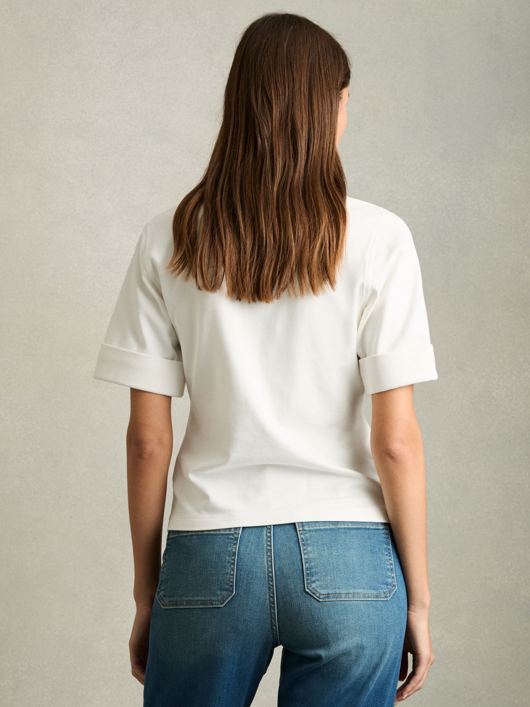 Open-Collar Polo Shirt in Cream - Image 5 of 7