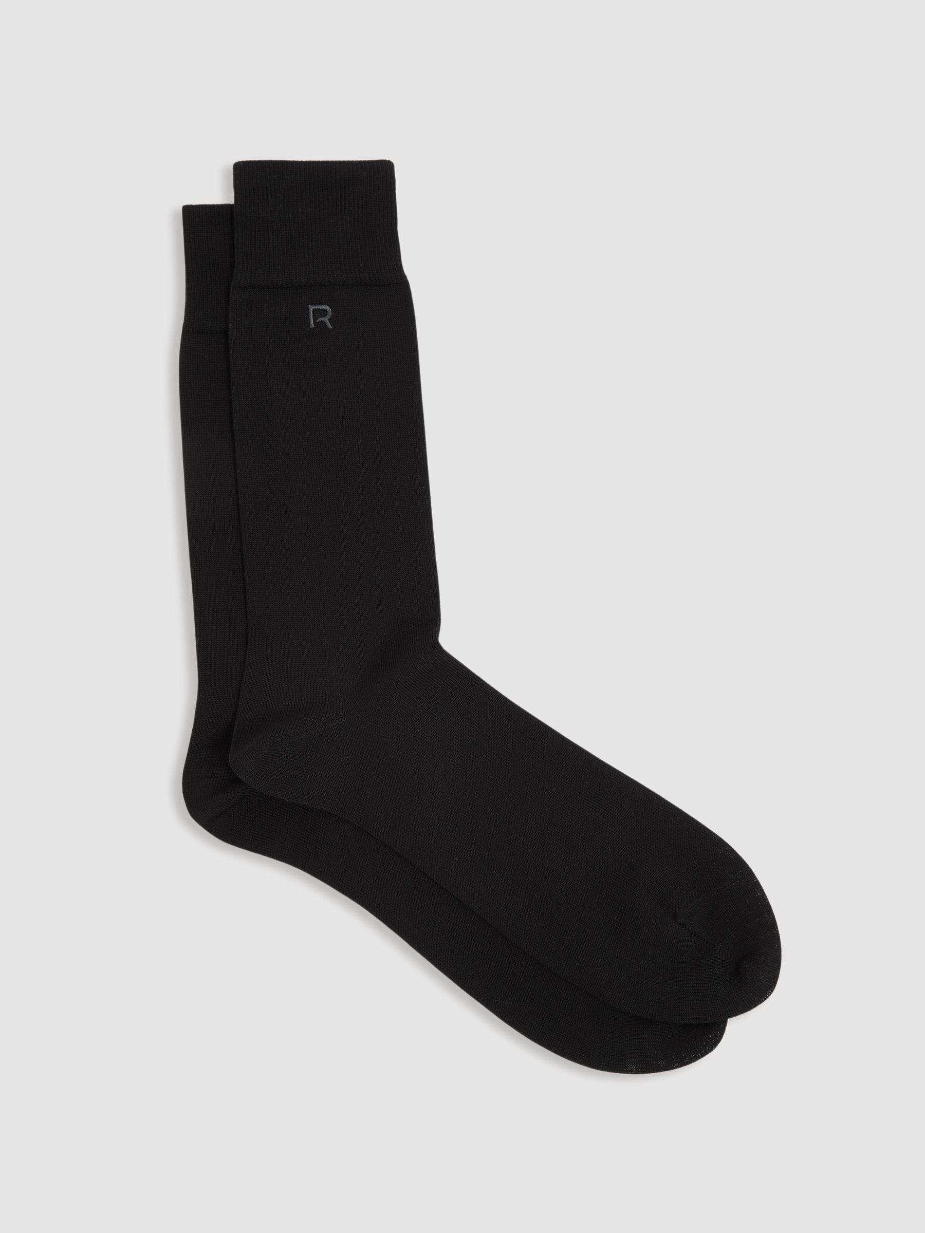 Cotton-Blend Logo-Embroidered Socks in Black/Mid Grey - Image 1 of 3