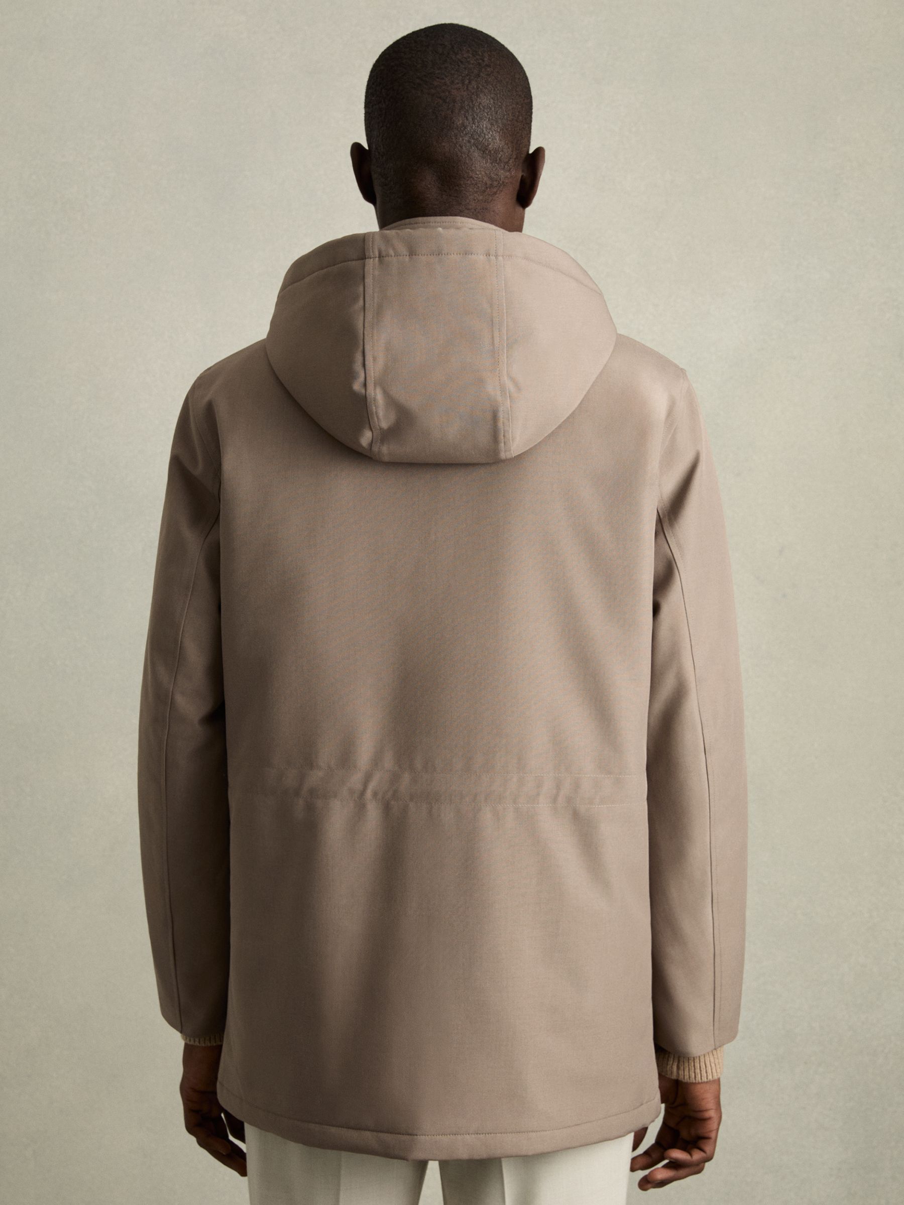 Hooded Zip-Through Padded Jacket in Coffee Brown - Image 4 of 7