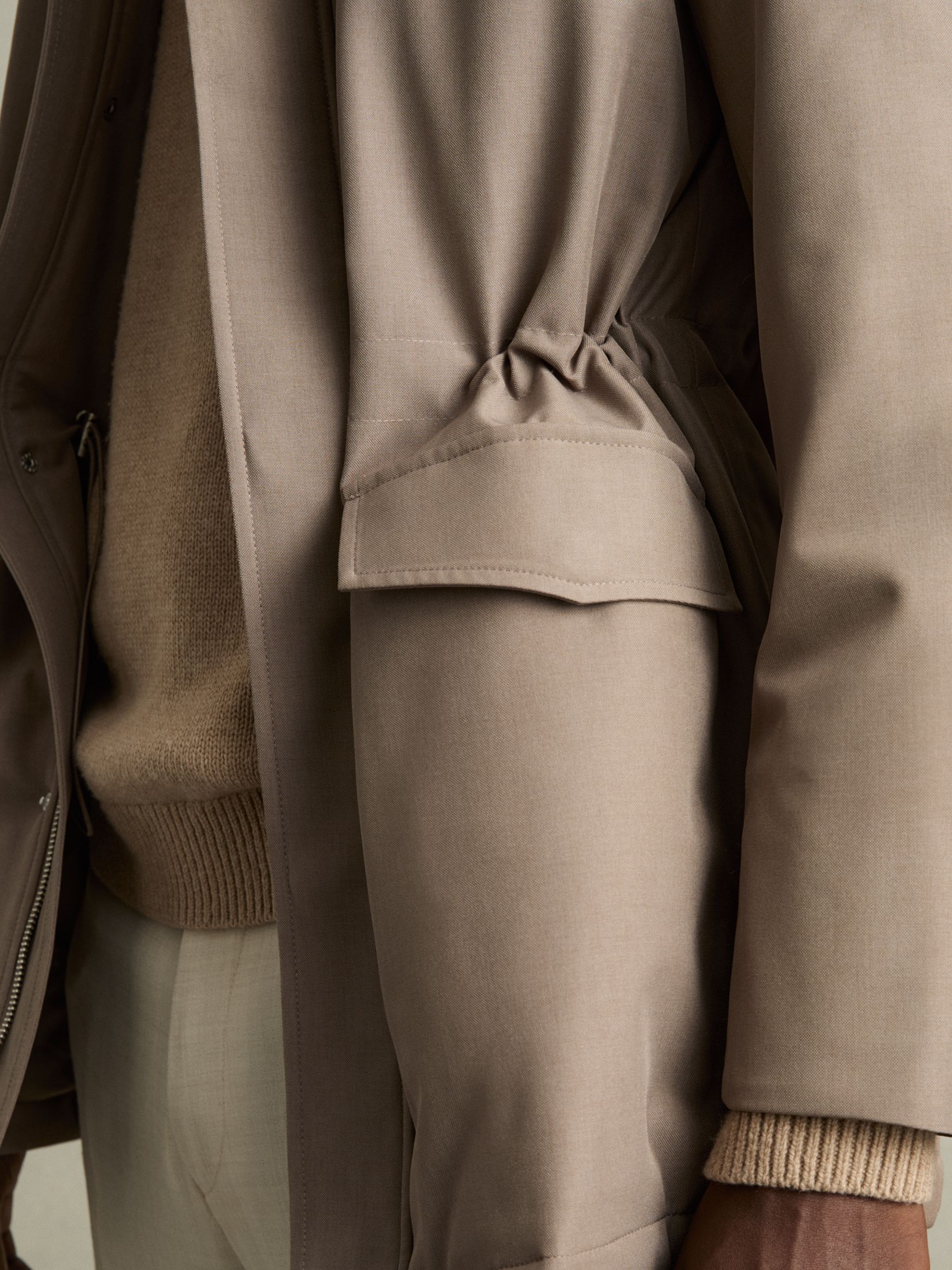 Hooded Zip-Through Padded Jacket in Coffee Brown - Image 6 of 7