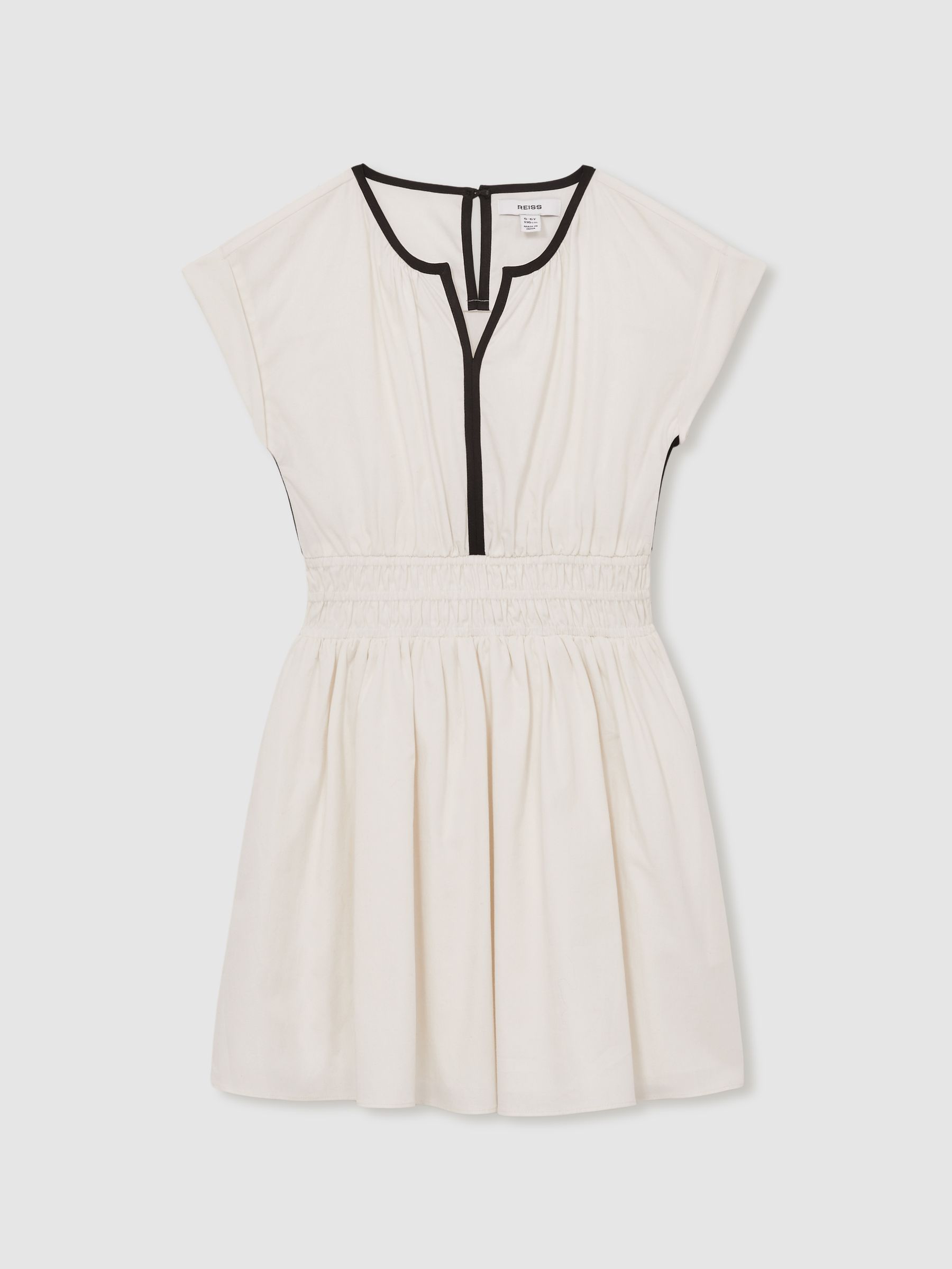 4-9 yrs Cotton Cap-Sleeve Ruched Dress in Ivory - Image 2 of 4
