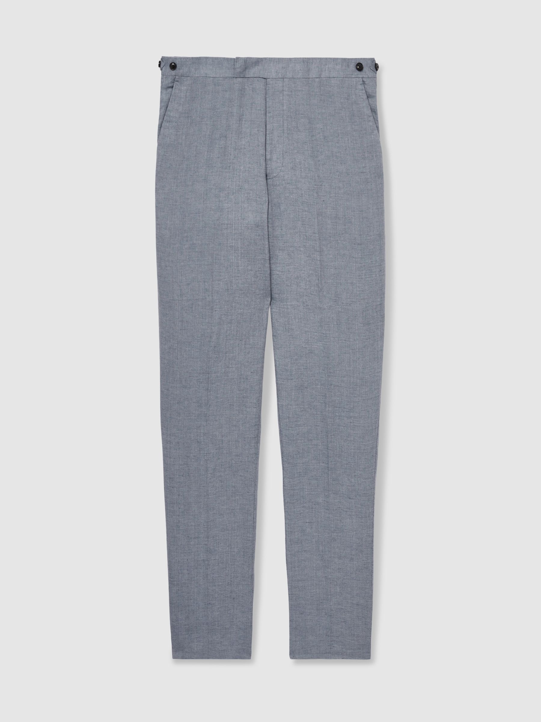 Linen Slim-Fit Suit Trousers in Airforce Blue - Image 2 of 7
