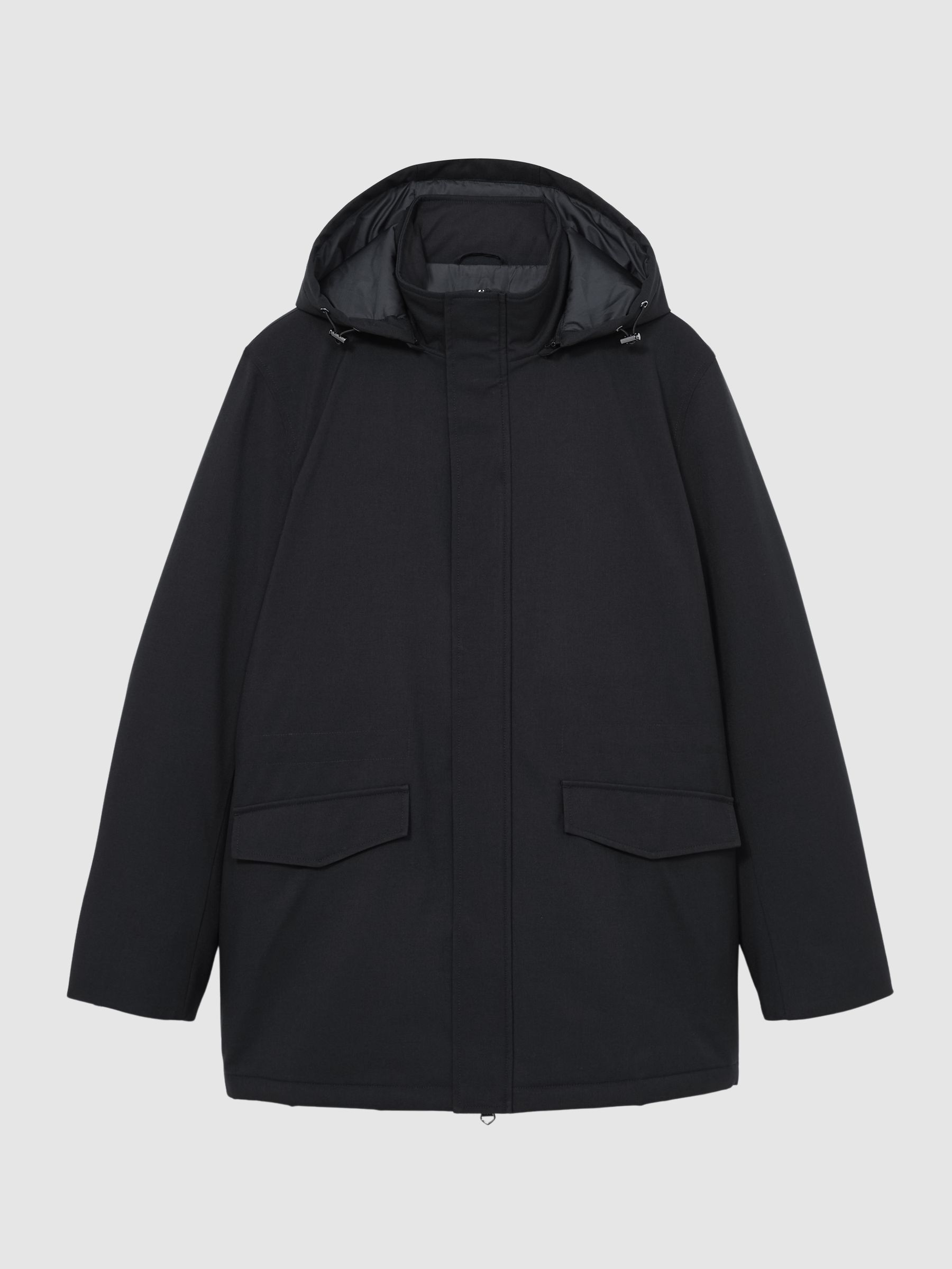 Hooded Zip-Through Padded Jacket in Navy - Image 2 of 7
