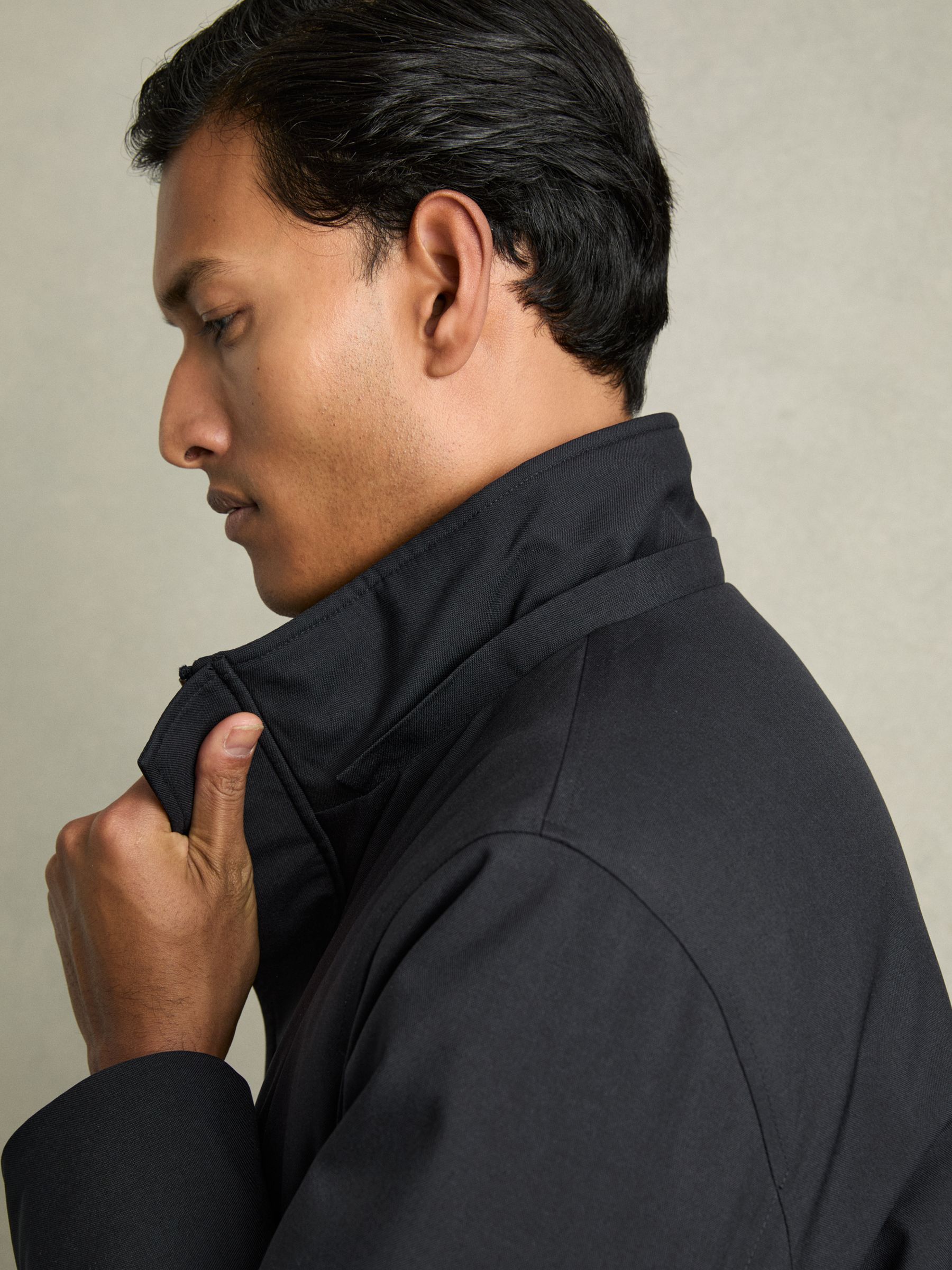 Hooded Zip-Through Padded Jacket in Navy - Image 4 of 7