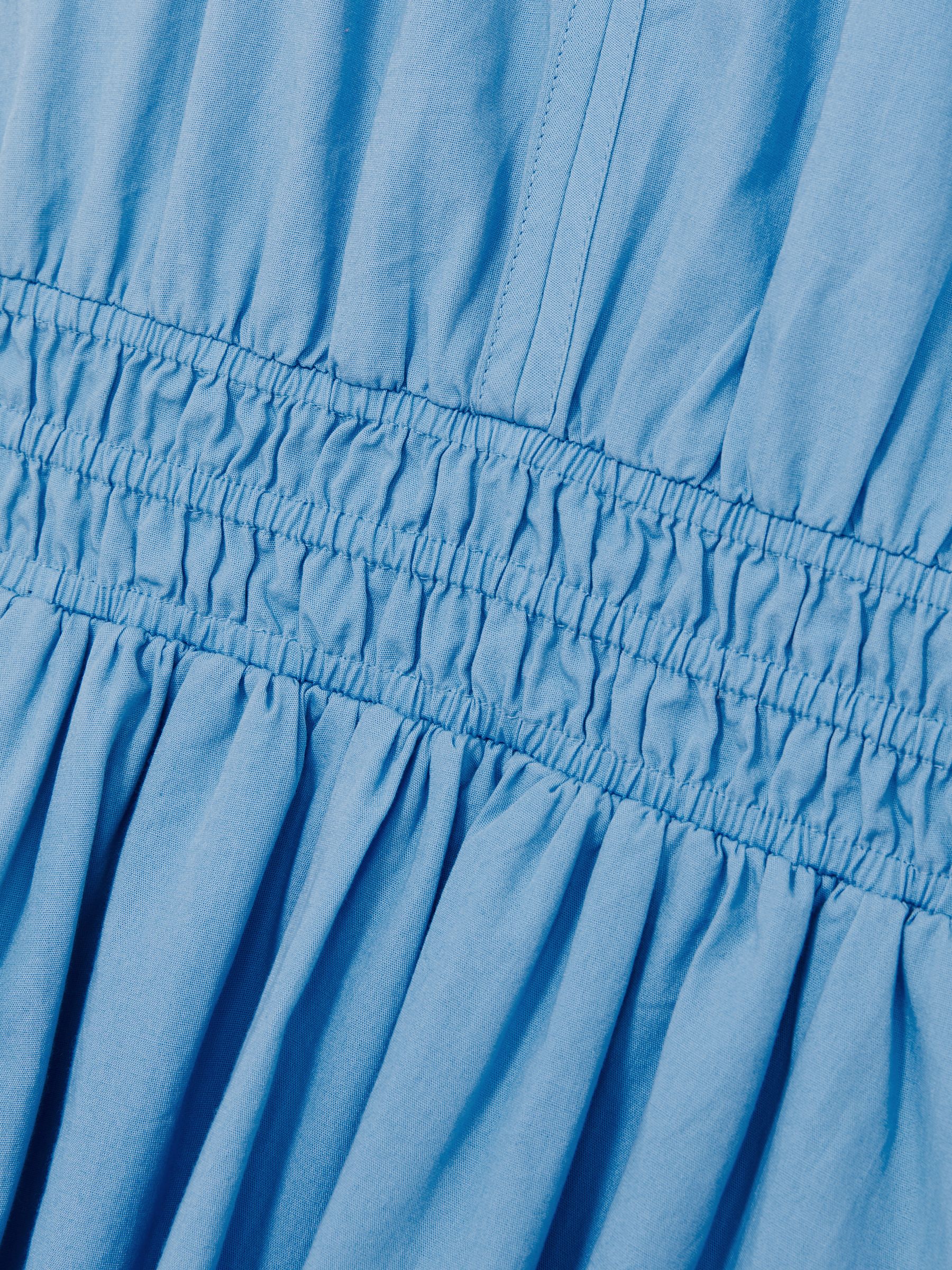 4-9 yrs Cotton Cap-Sleeve Ruched Dress in Blue - Image 4 of 4