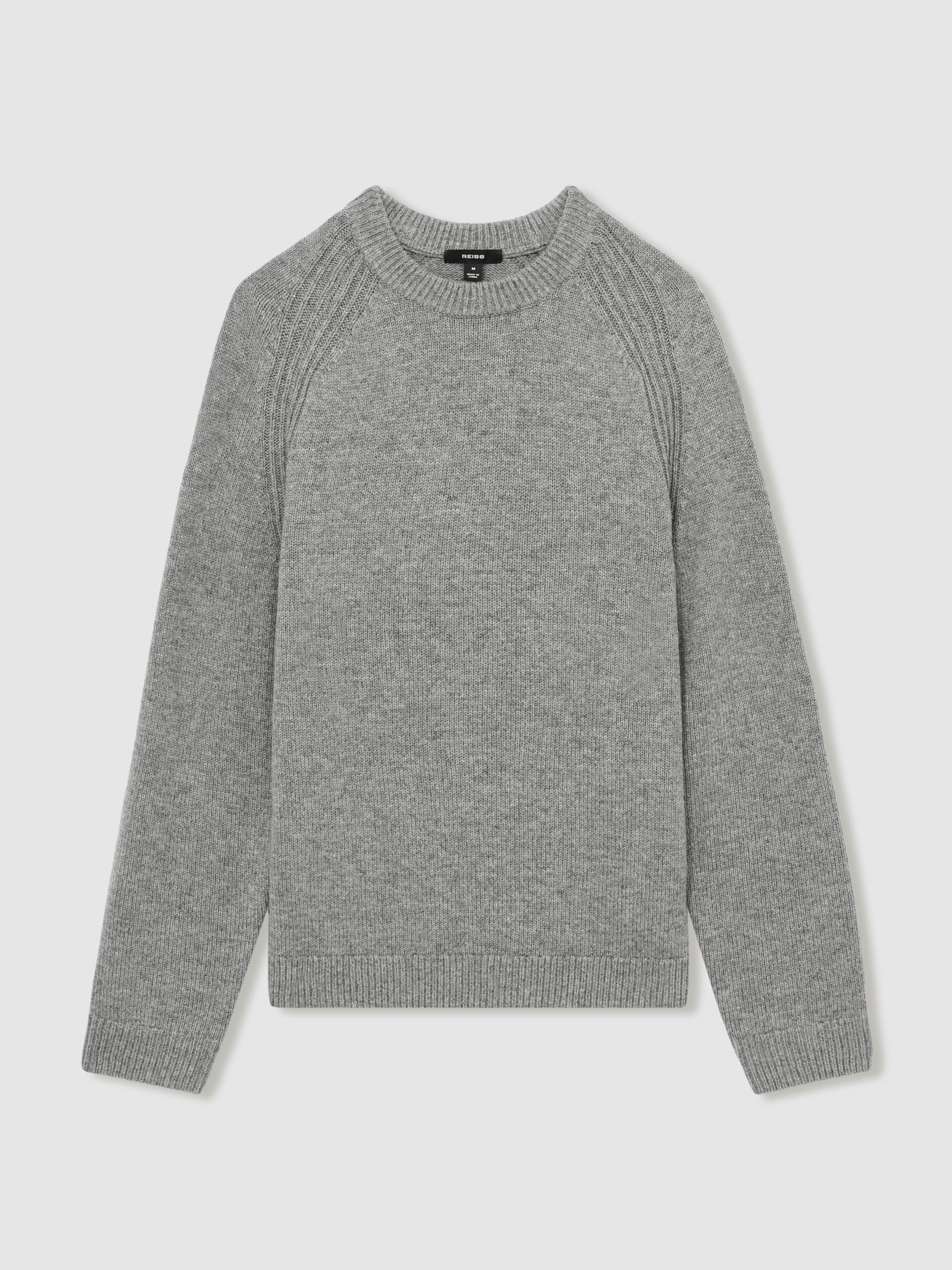 Wool Blend Ridge Seam Jumper in Mid Grey Melange - Image 2 of 6