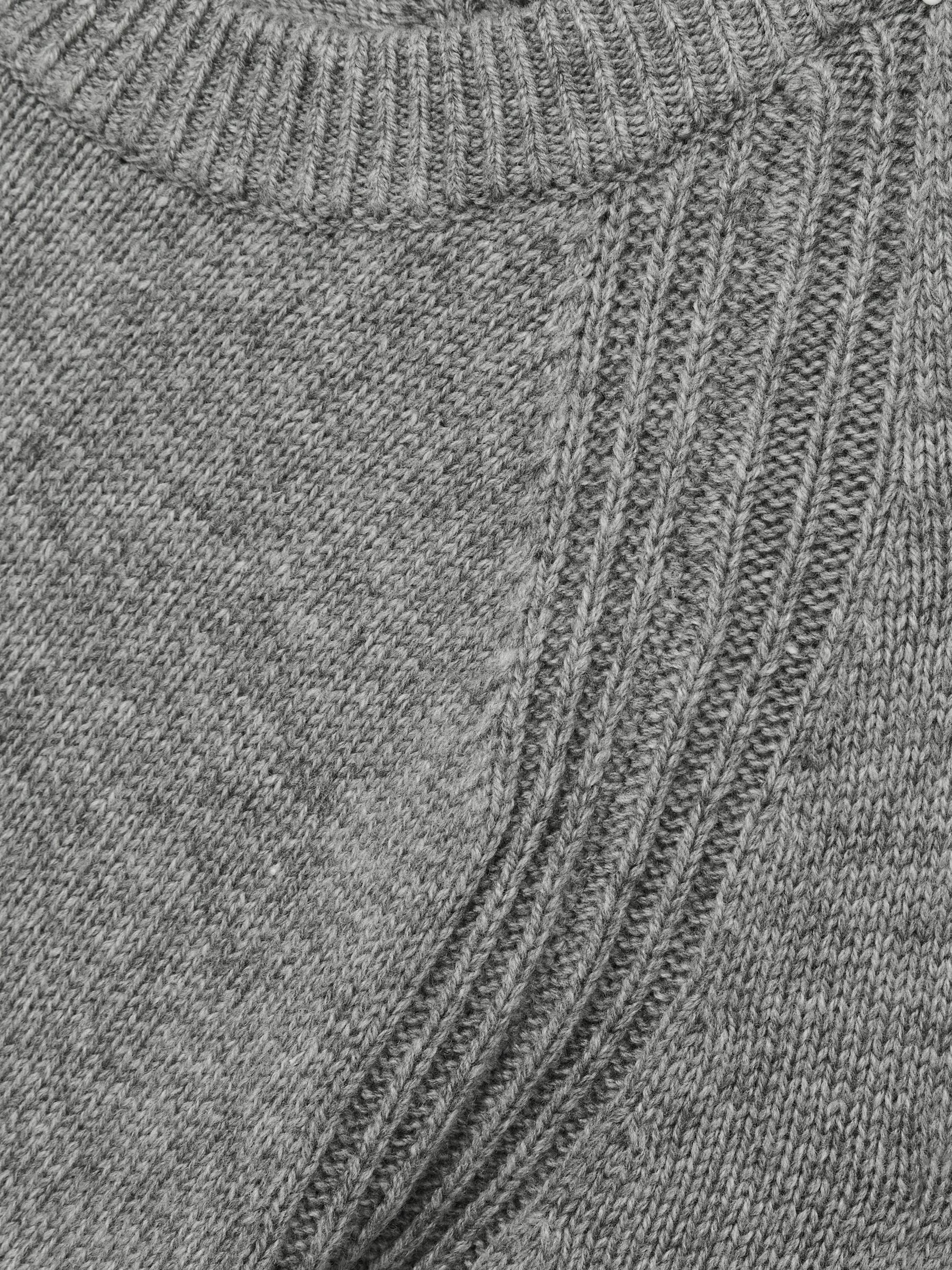 Wool Blend Ridge Seam Jumper in Mid Grey Melange - Image 6 of 6