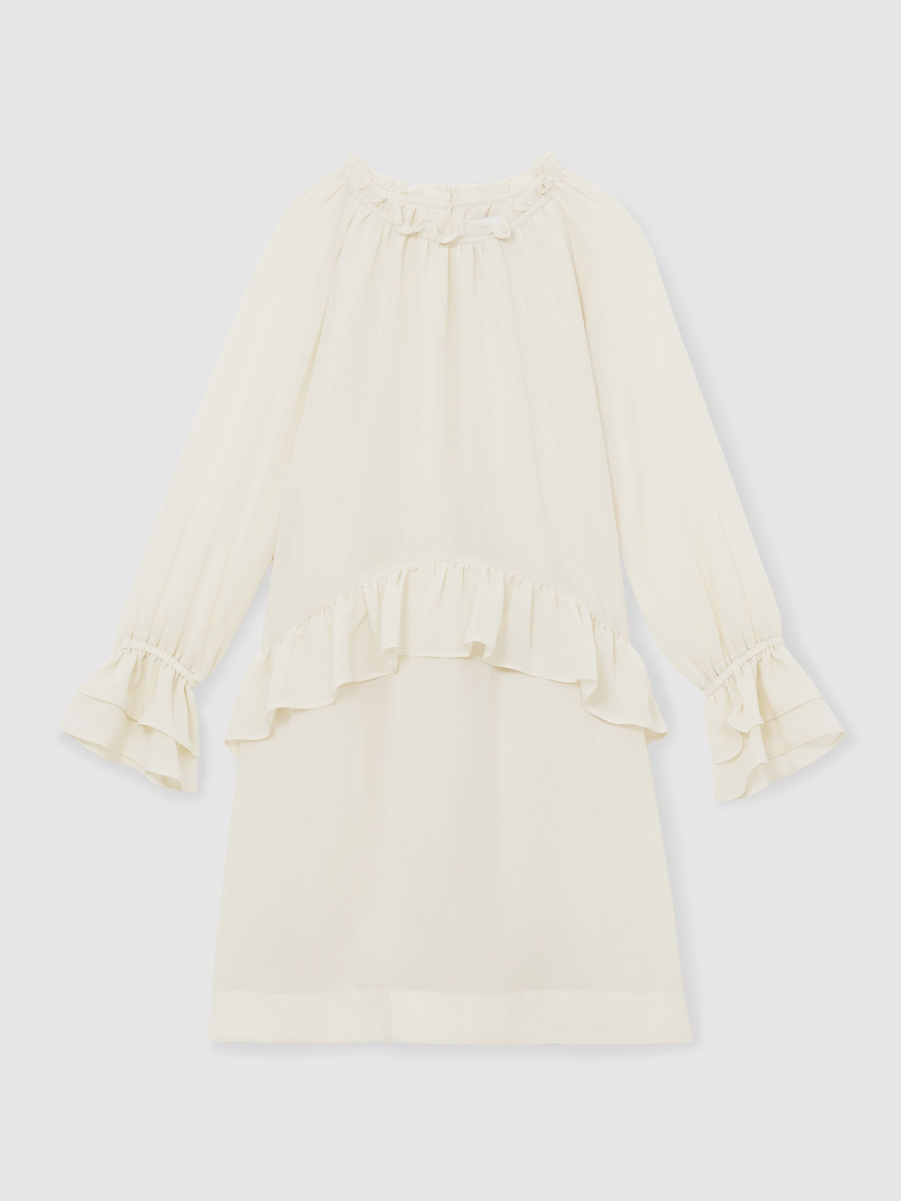 13-14 yrs Chiffon Ruffle-Trim Dress in Ivory - Image 1 of 4