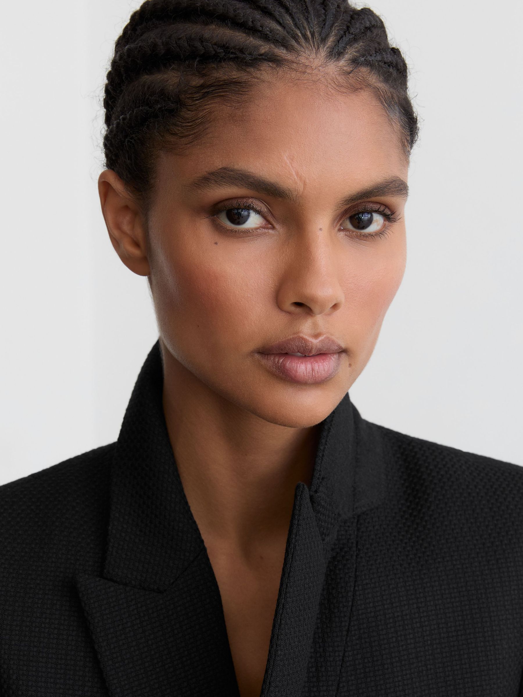 Tailored Fit Textured Double Breasted Blazer in Black - image 4