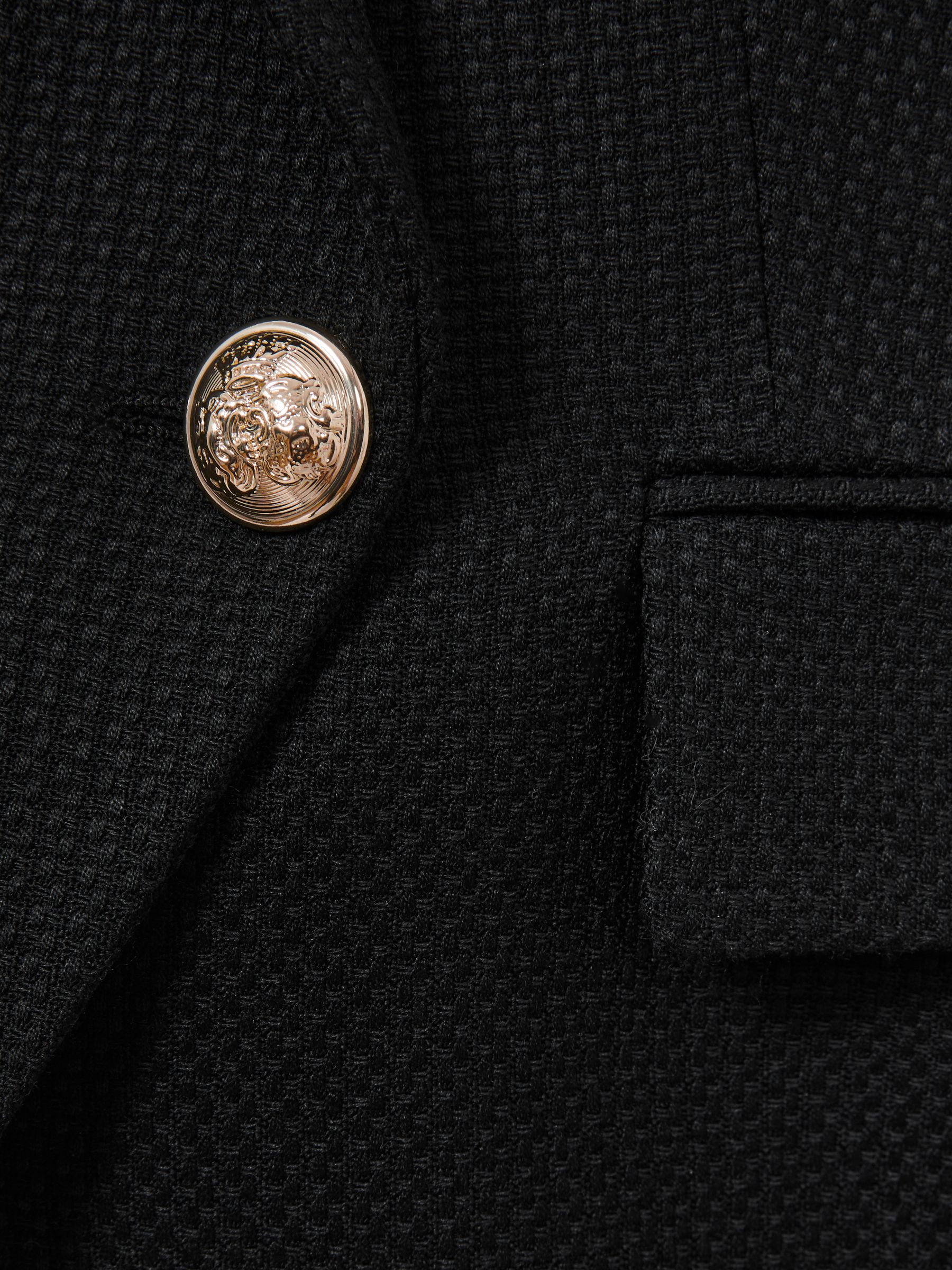Tailored Fit Textured Double Breasted Blazer in Black - Image 6 of 6