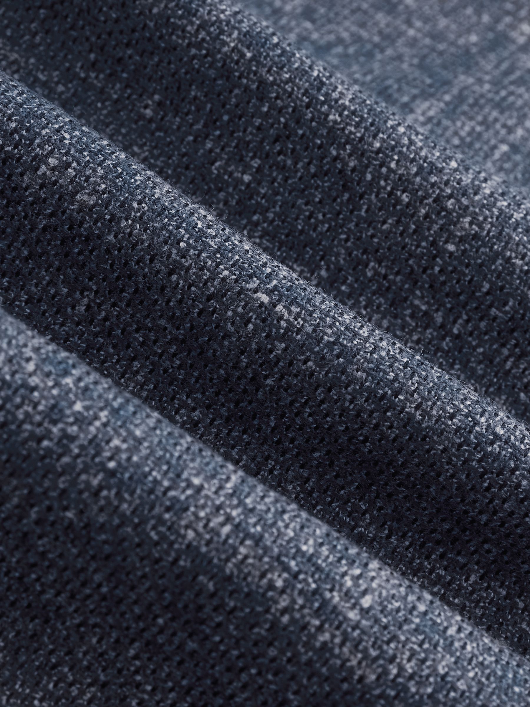Slim-Fit Single-Breasted Wool-Blend Textured Blazer in Blue - Image 8 of 9