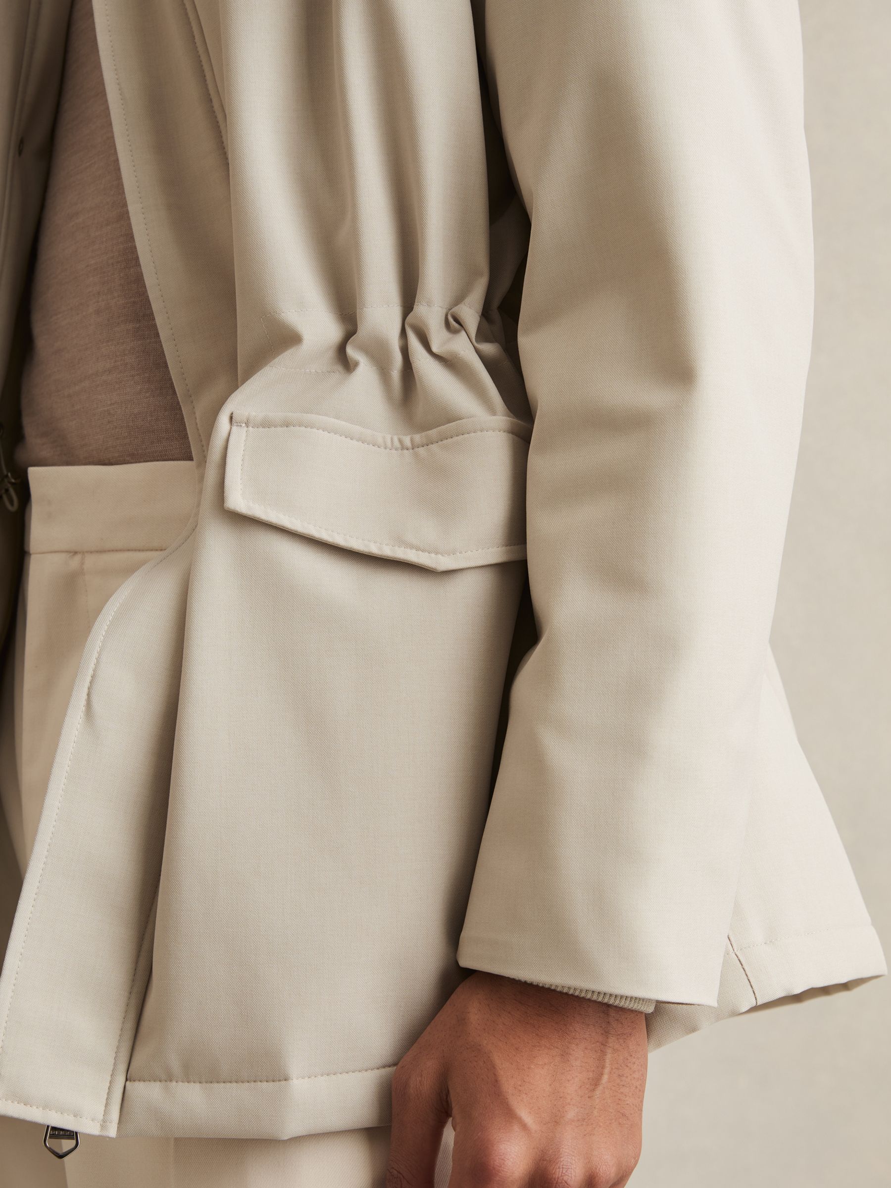 Hooded Zip-Through Padded Jacket in Stone - Image 5 of 8