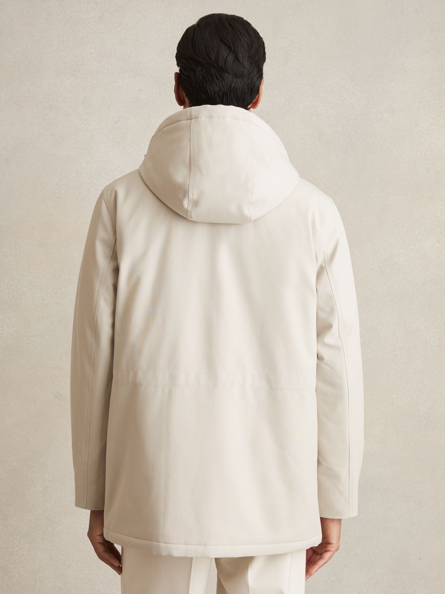 Hooded Zip-Through Padded Jacket in Stone - Image 6 of 8