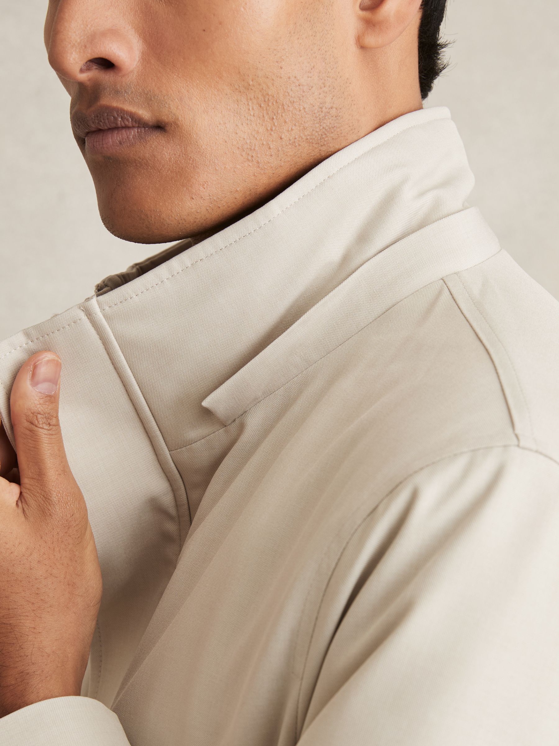 Hooded Zip-Through Padded Jacket in Stone - Image 7 of 8