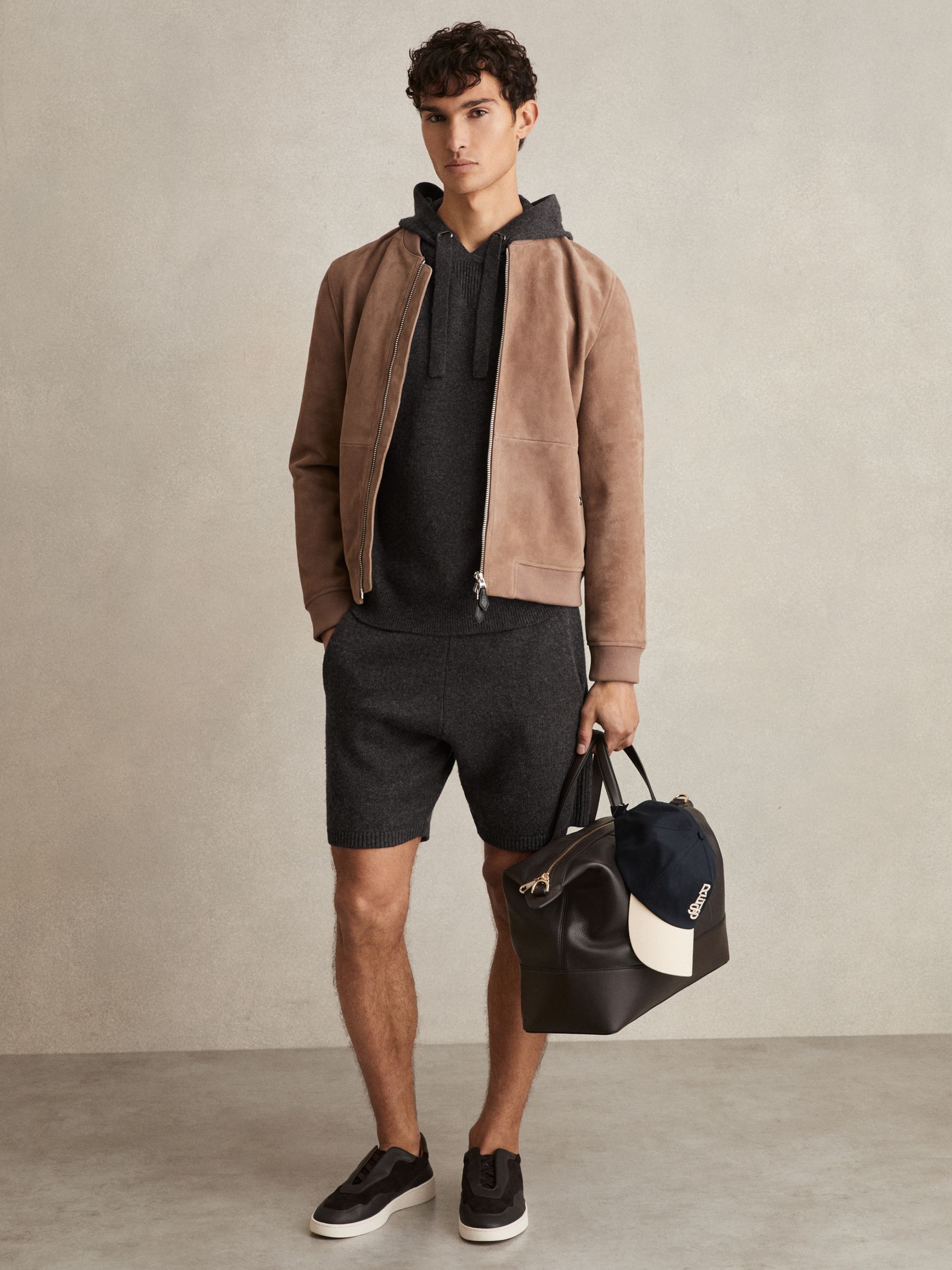 Wool Blend Heavy Knit Hoodie in Charcoal Melange - Image 3 of 6
