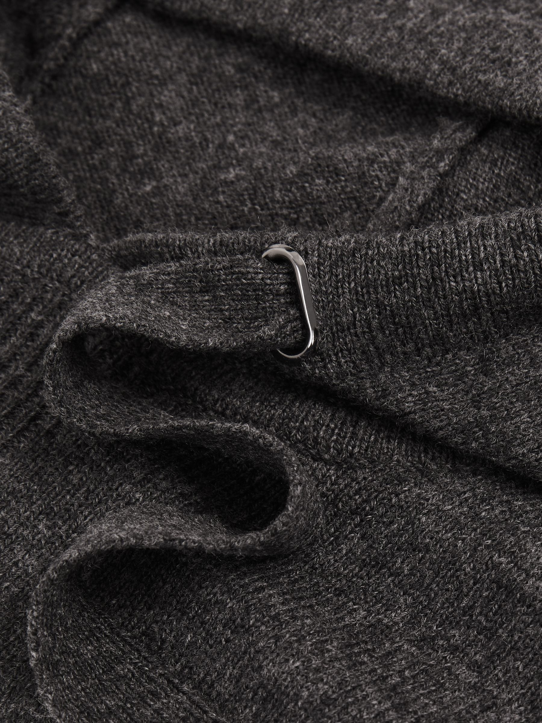 Wool Blend Heavy Knit Hoodie in Charcoal Melange - Image 6 of 6