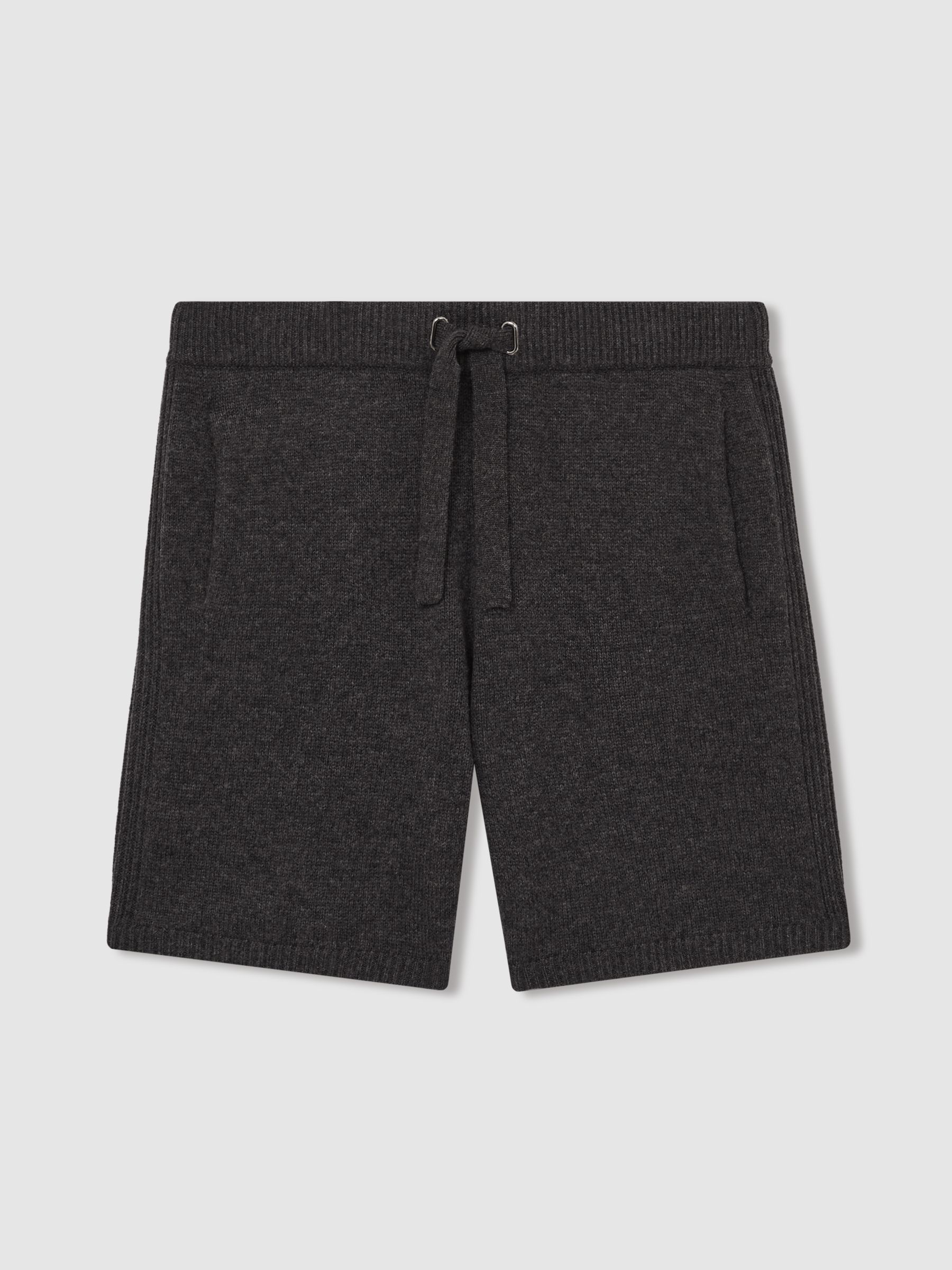 Wool Blend Heavy Knit Shorts in Charcoal Melange - Image 2 of 6