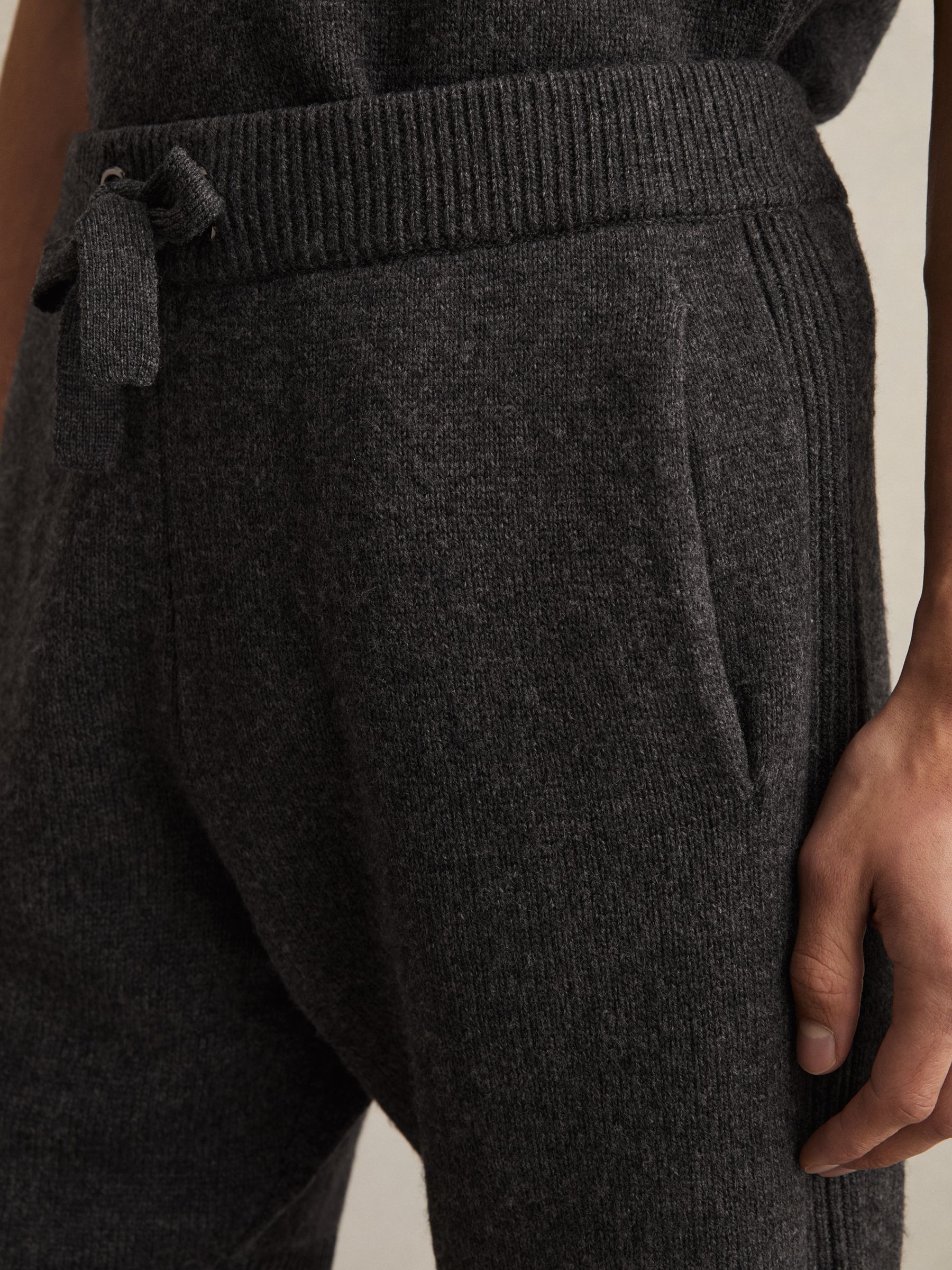 Wool Blend Heavy Knit Shorts in Charcoal Melange - Image 3 of 6