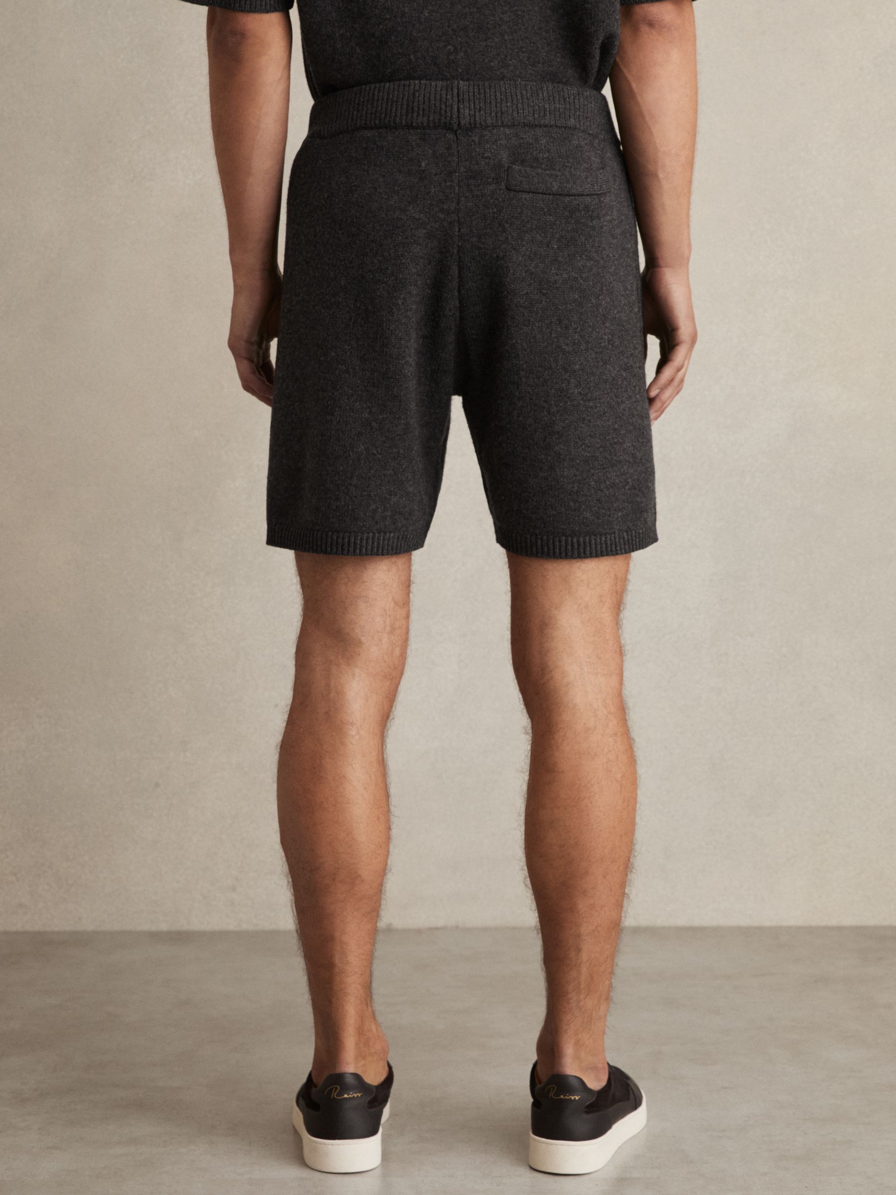 Wool Blend Heavy Knit Shorts in Charcoal Melange - Image 4 of 6