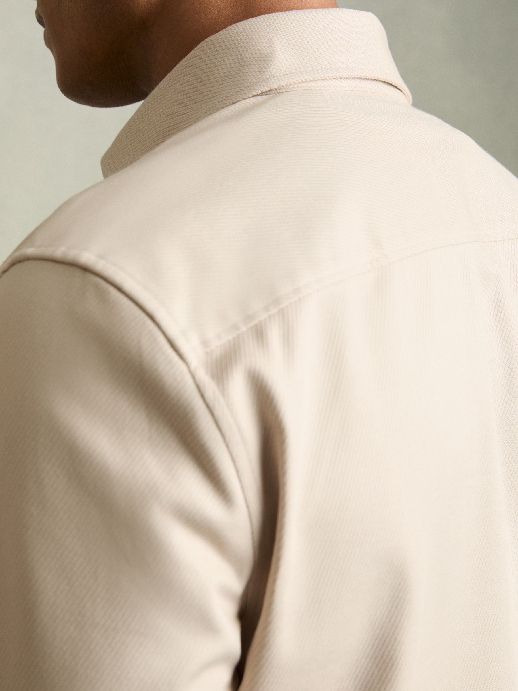 Stretch-Cotton Twill Twin-Pocket Overshirt in Stone - Image 5 of 6