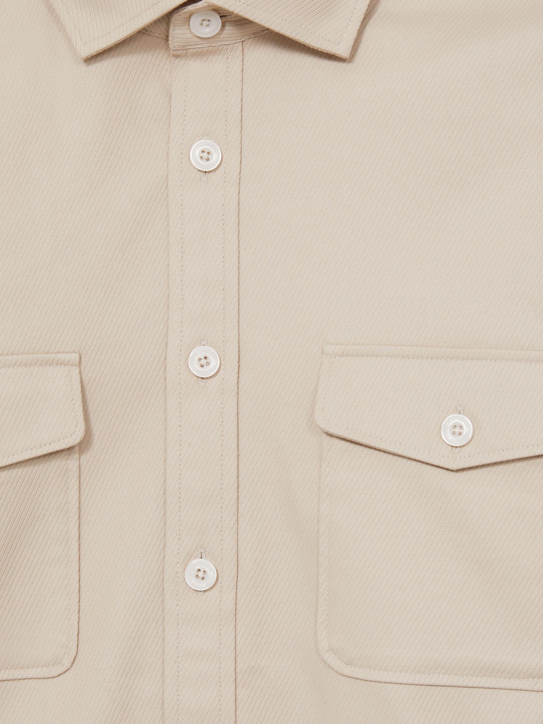 Reiss Stretch-Cotton Twill Twin-Pocket Overshirt in Stone | REISS