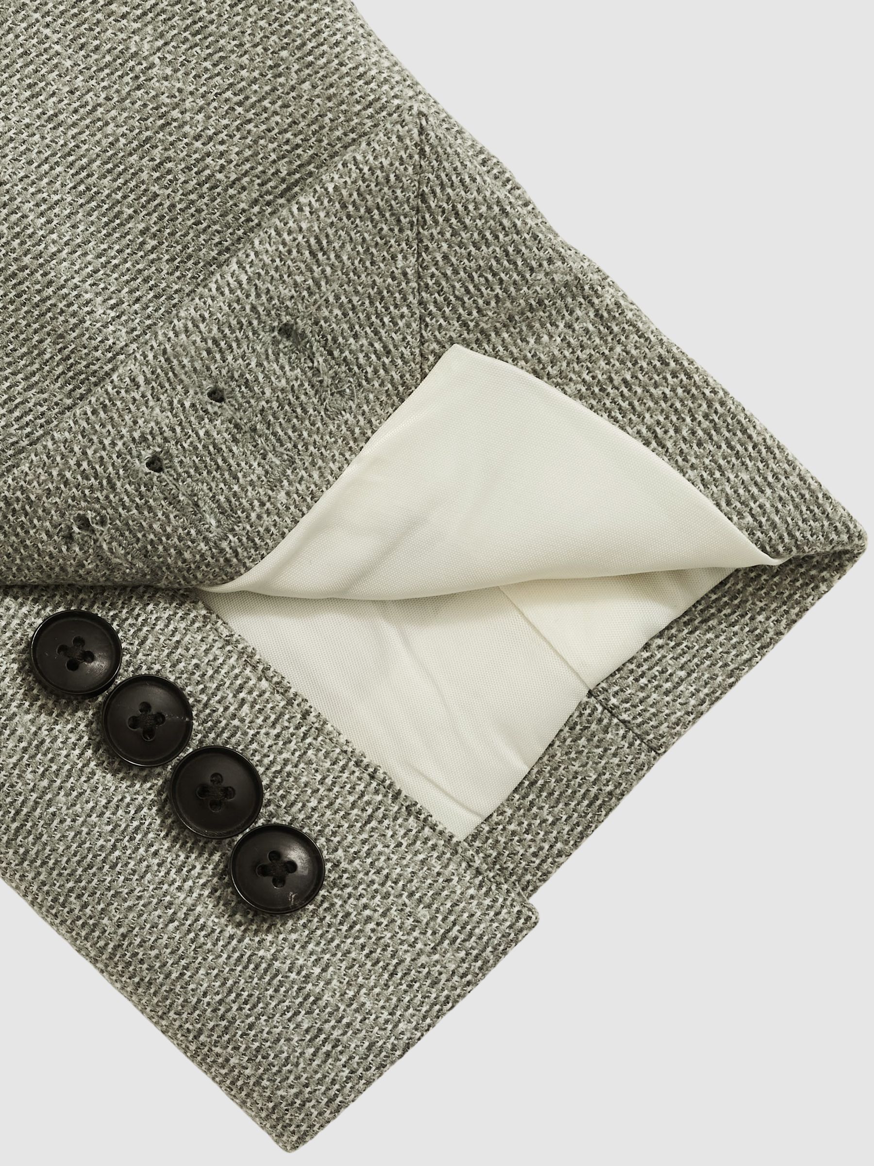 Slim-Fit Single-Breasted Wool-Blend Textured Blazer in Sage Green - Image 8 of 8