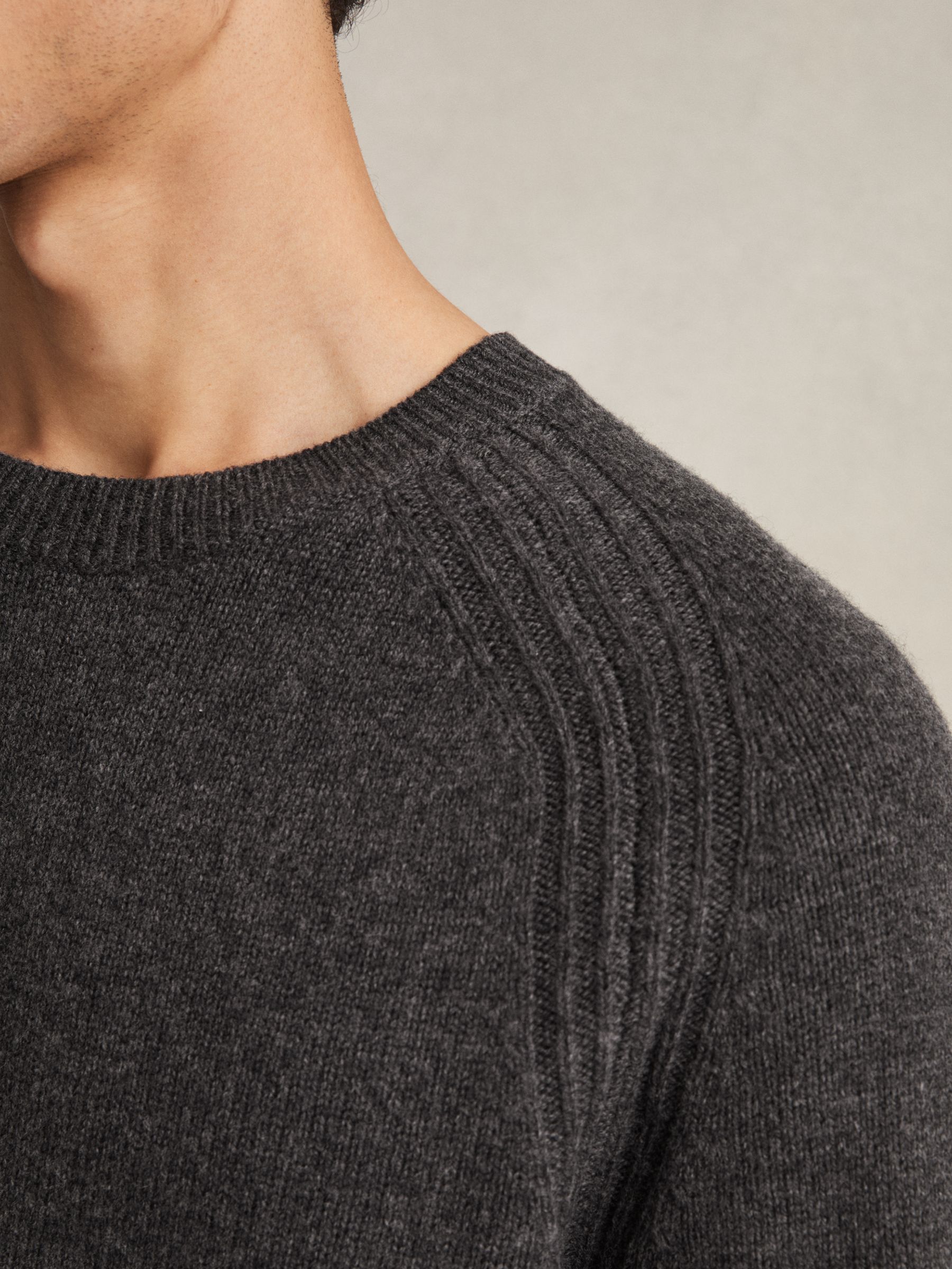 Wool Blend Heavy Knit T-Shirt in Charcoal Melange - Image 3 of 5