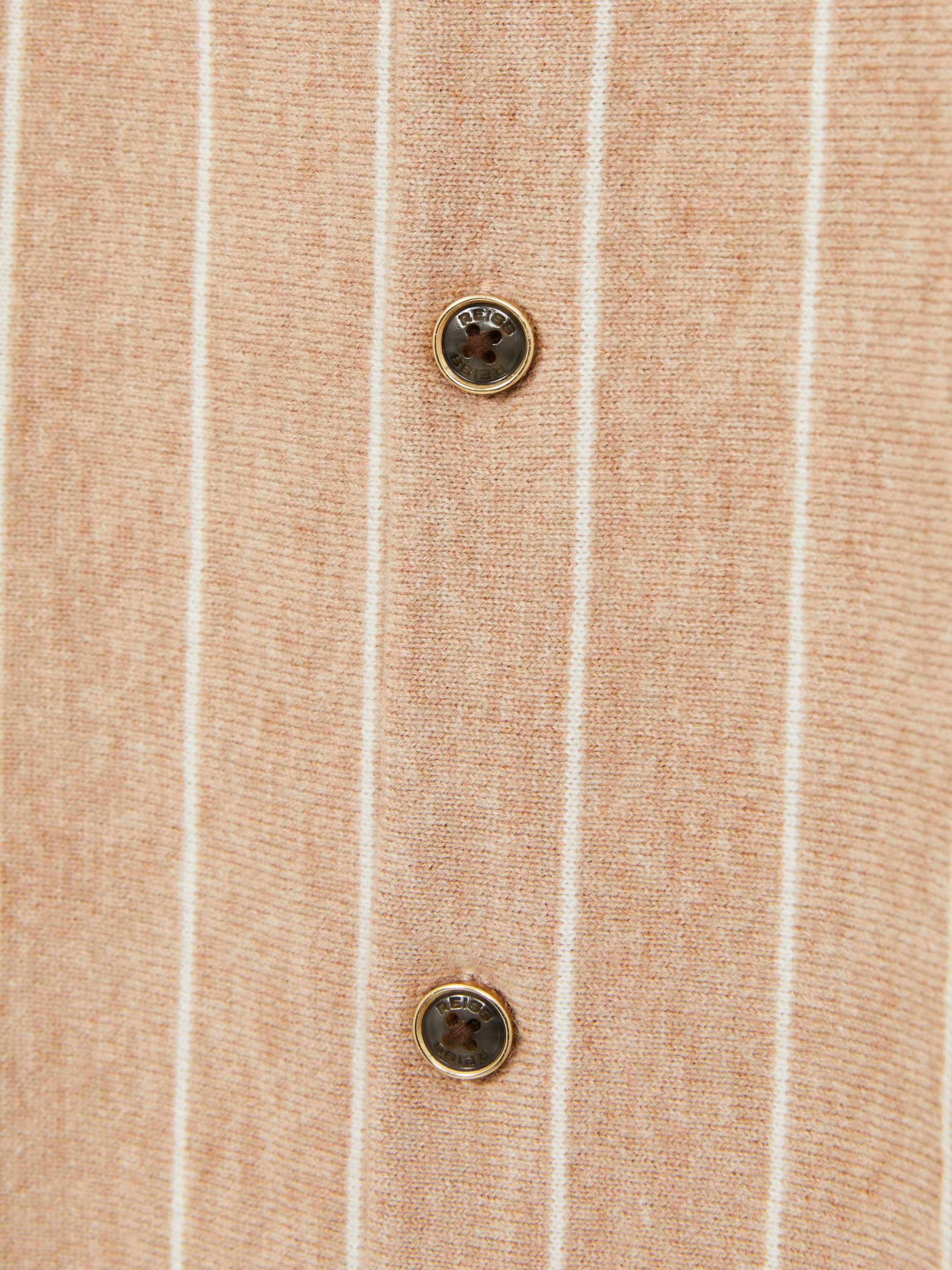 Wool Striped-Knit Short-Sleeve Shirt in Camel - Image 6 of 6