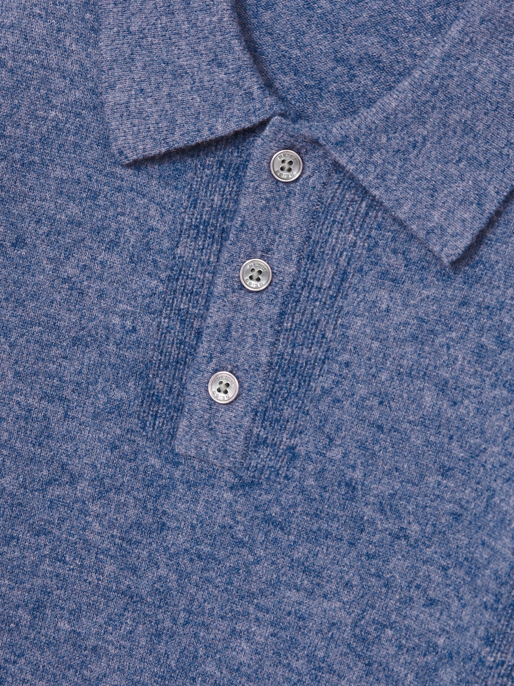 Wool Textured Long Sleeve Polo Shirt in Soft Blue - Image 6 of 6