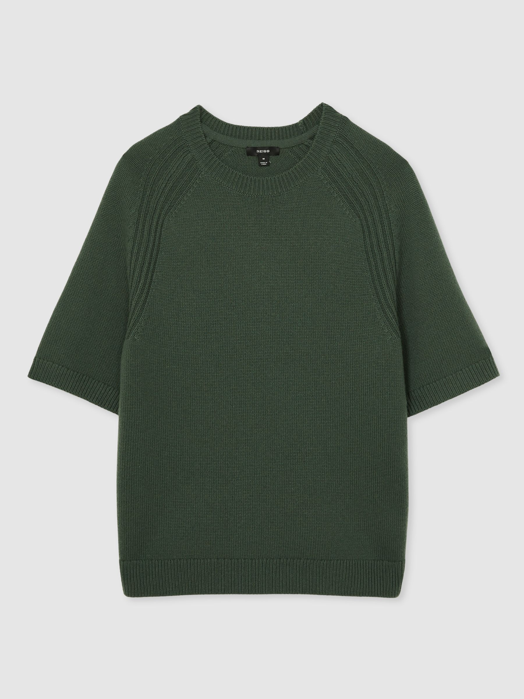Wool Blend Heavy Knit T-Shirt in Kale Green - Image 2 of 6