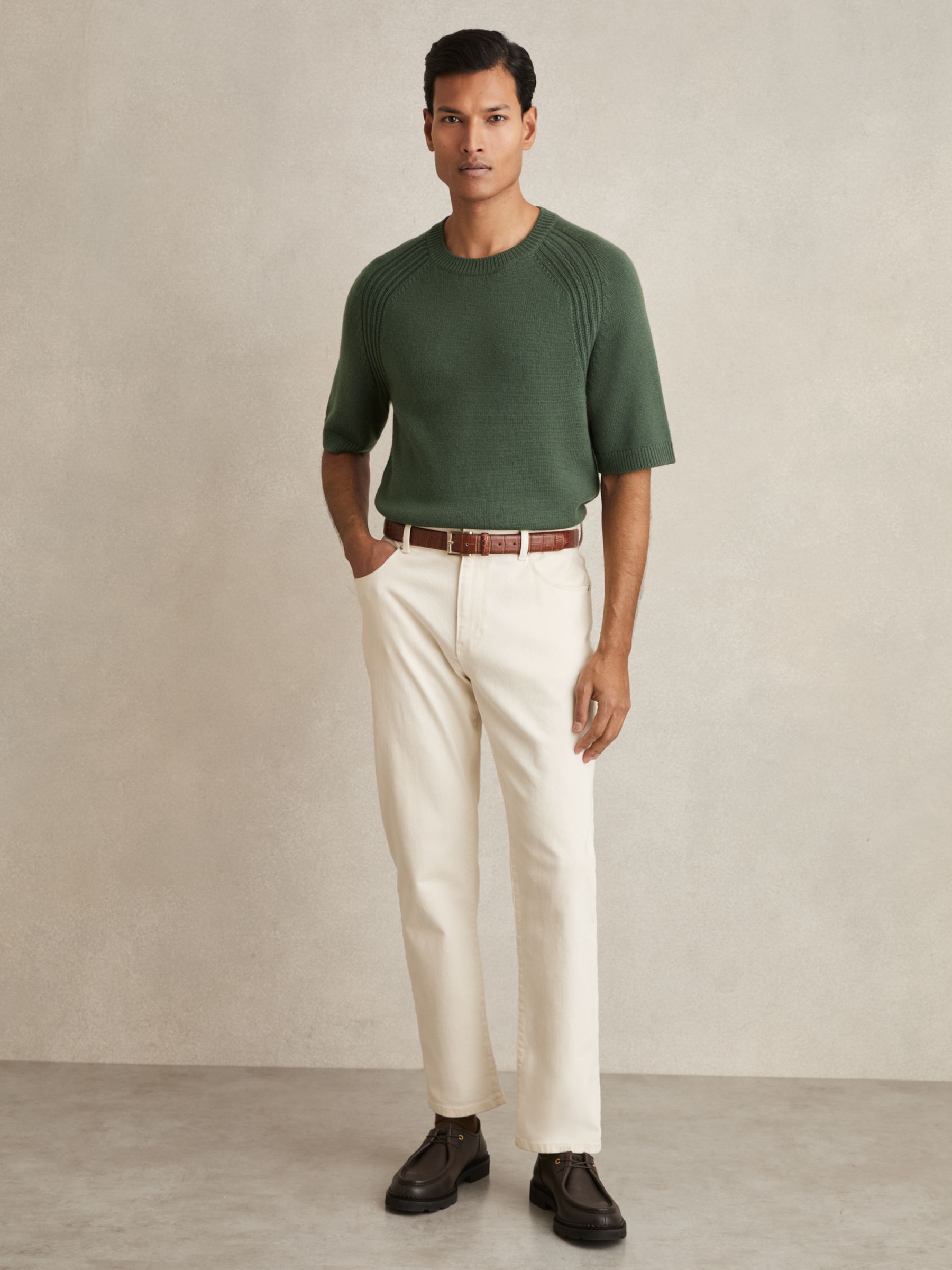 Wool Blend Heavy Knit T-Shirt in Kale Green - Image 3 of 6