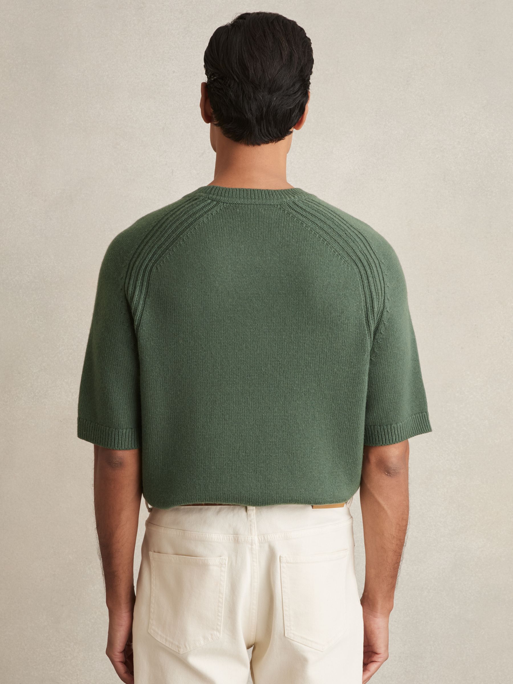 Wool Blend Heavy Knit T-Shirt in Kale Green - Image 5 of 6