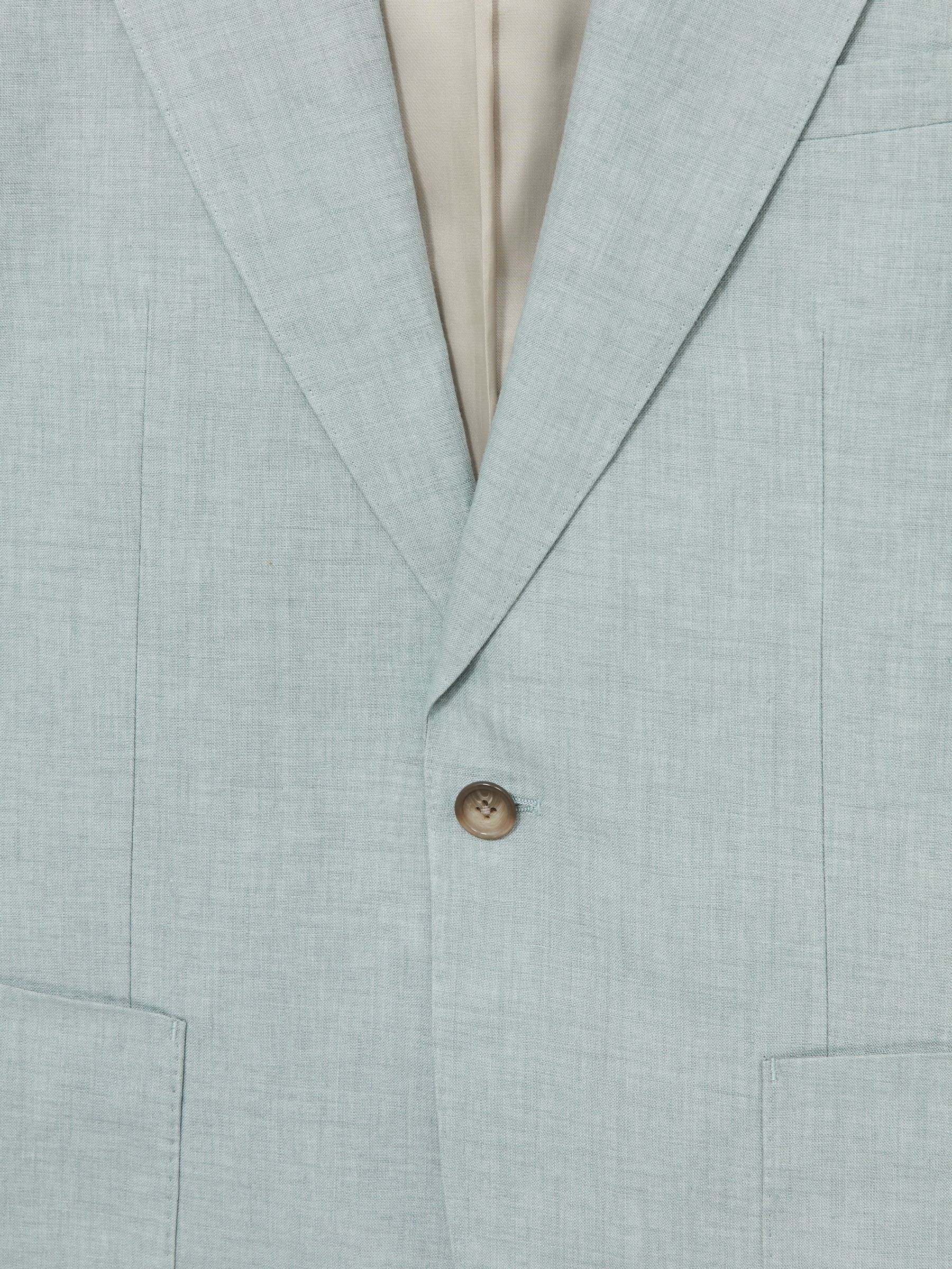 Linen Single-Breasted Suit Blazer Slim-Fit in Ocean Green - Image 9 of 9