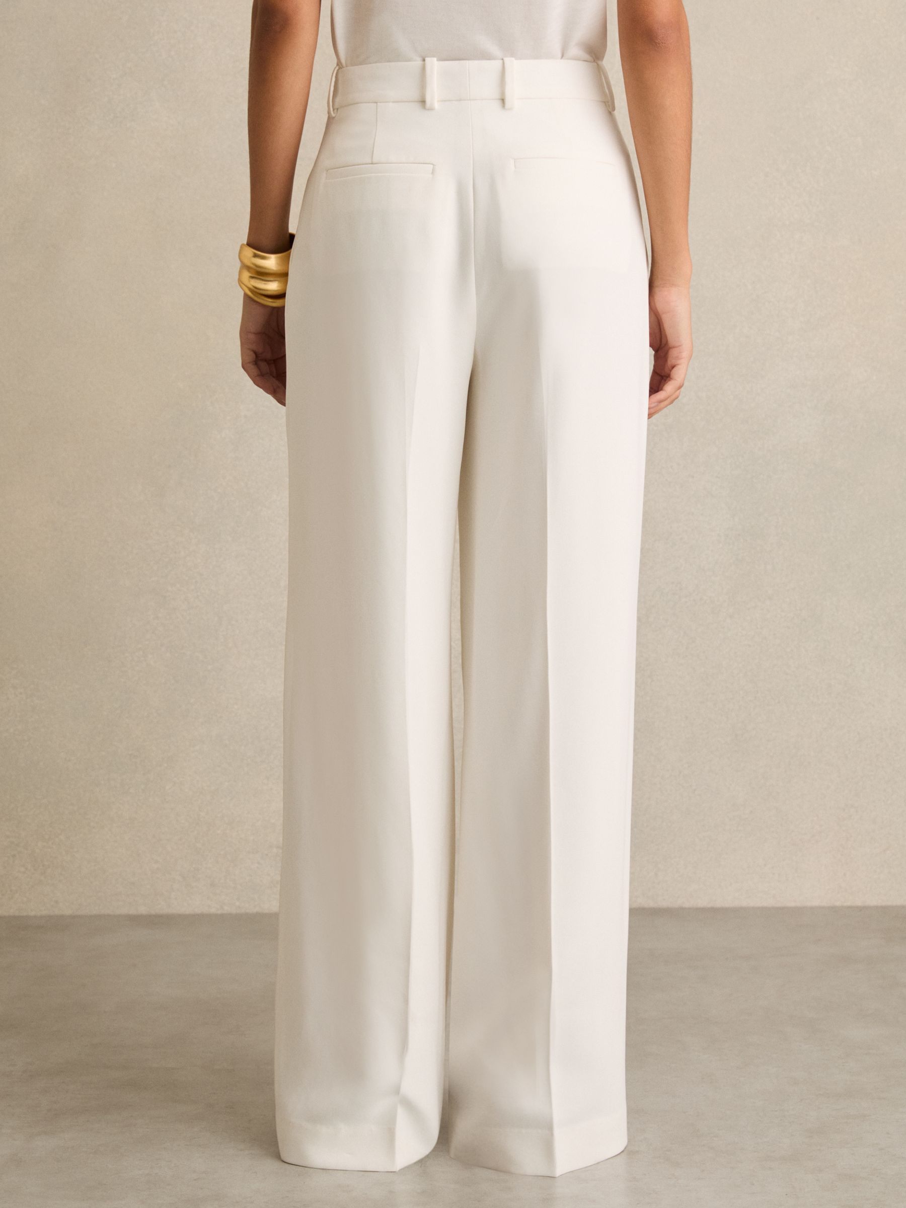 Crepe Wide-Leg Tailored Trousers in White - Image 5 of 6